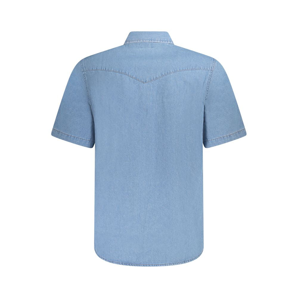 Wrangler Light Blue Cotton Men Shirt Wrangler