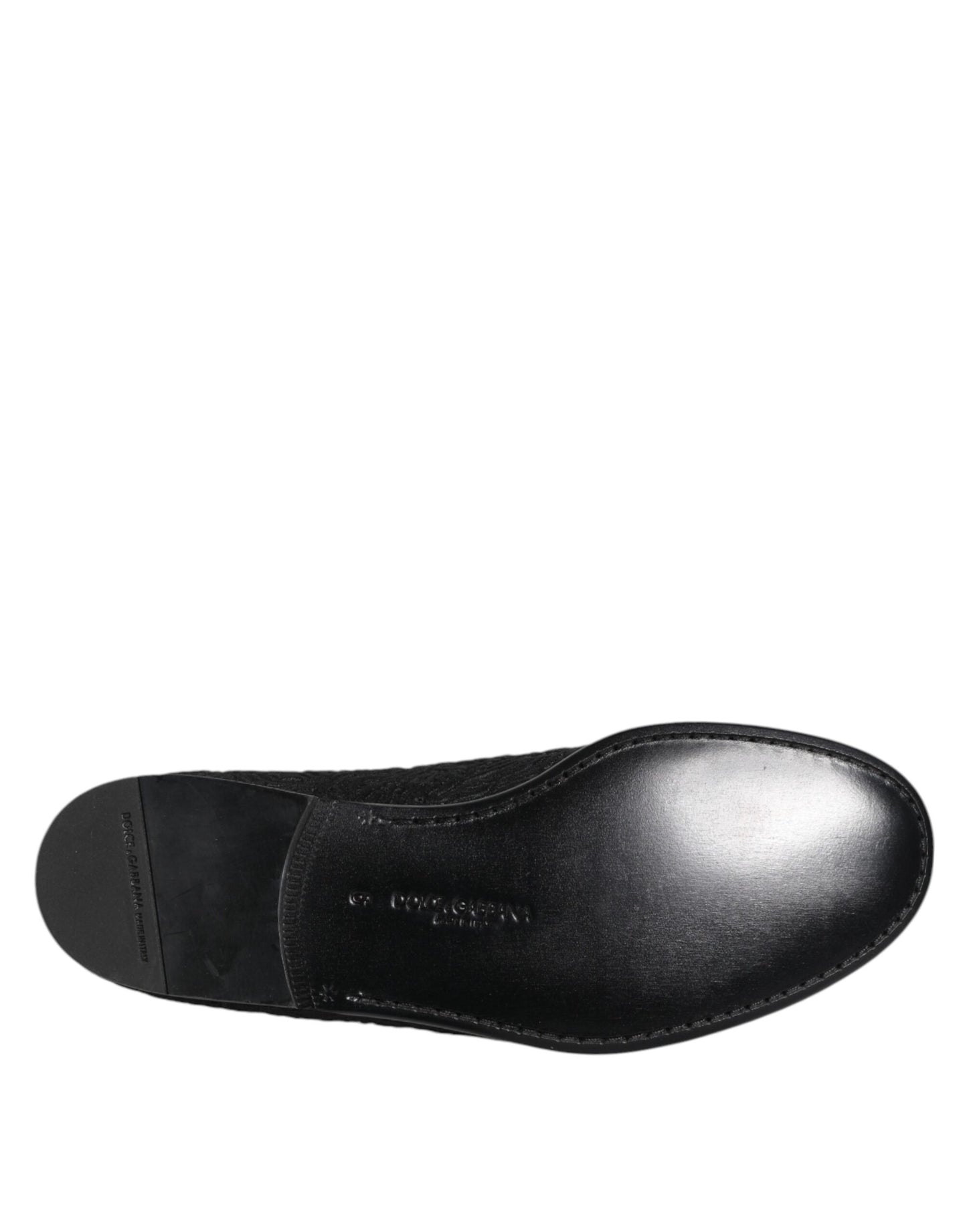 Dolce & Gabbana Black Jacquard Slip On Loafers Formal Shoes Dolce & Gabbana
