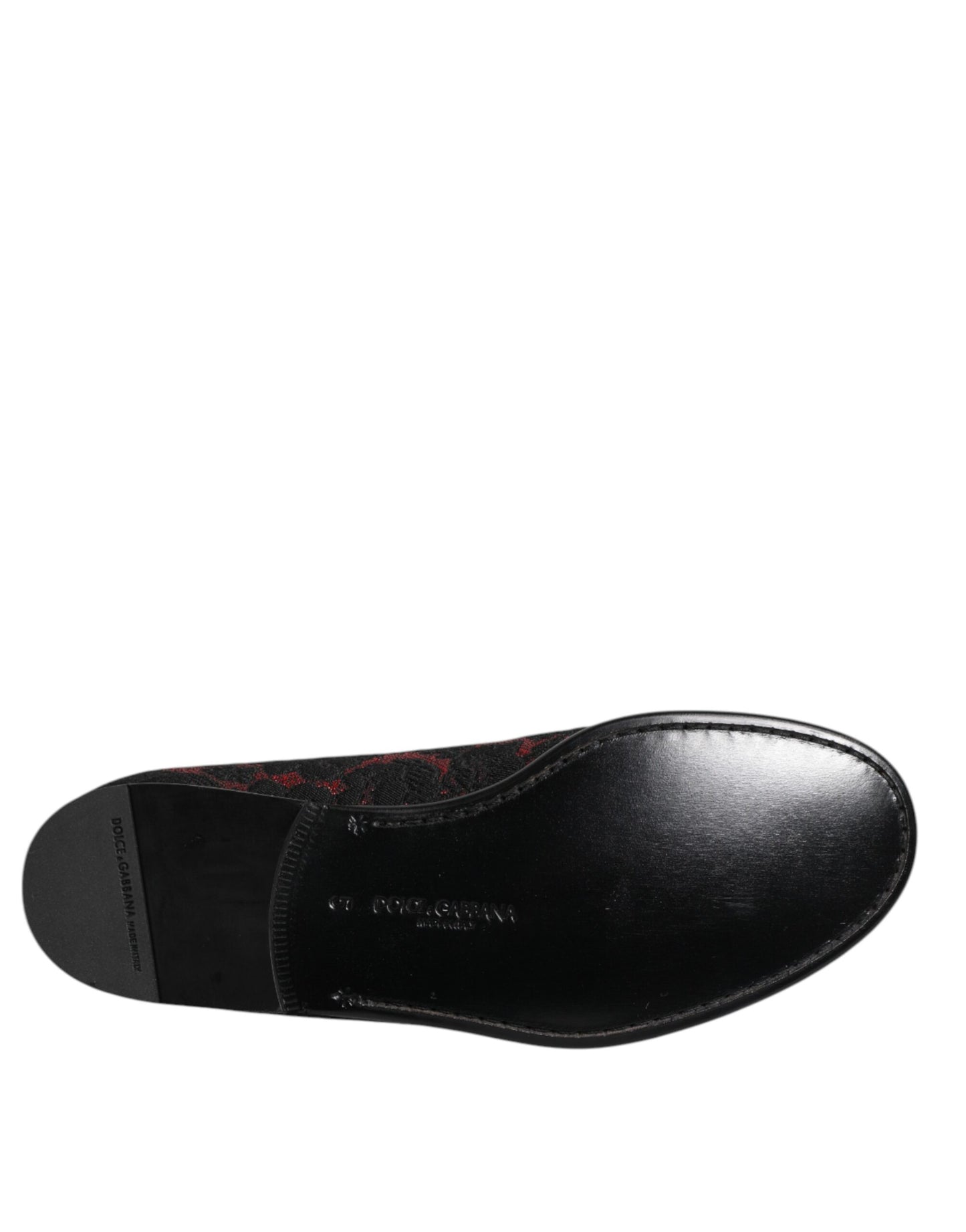 Dolce & Gabbana Red Black Jacquard Slip On Loafers Shoes Dolce & Gabbana