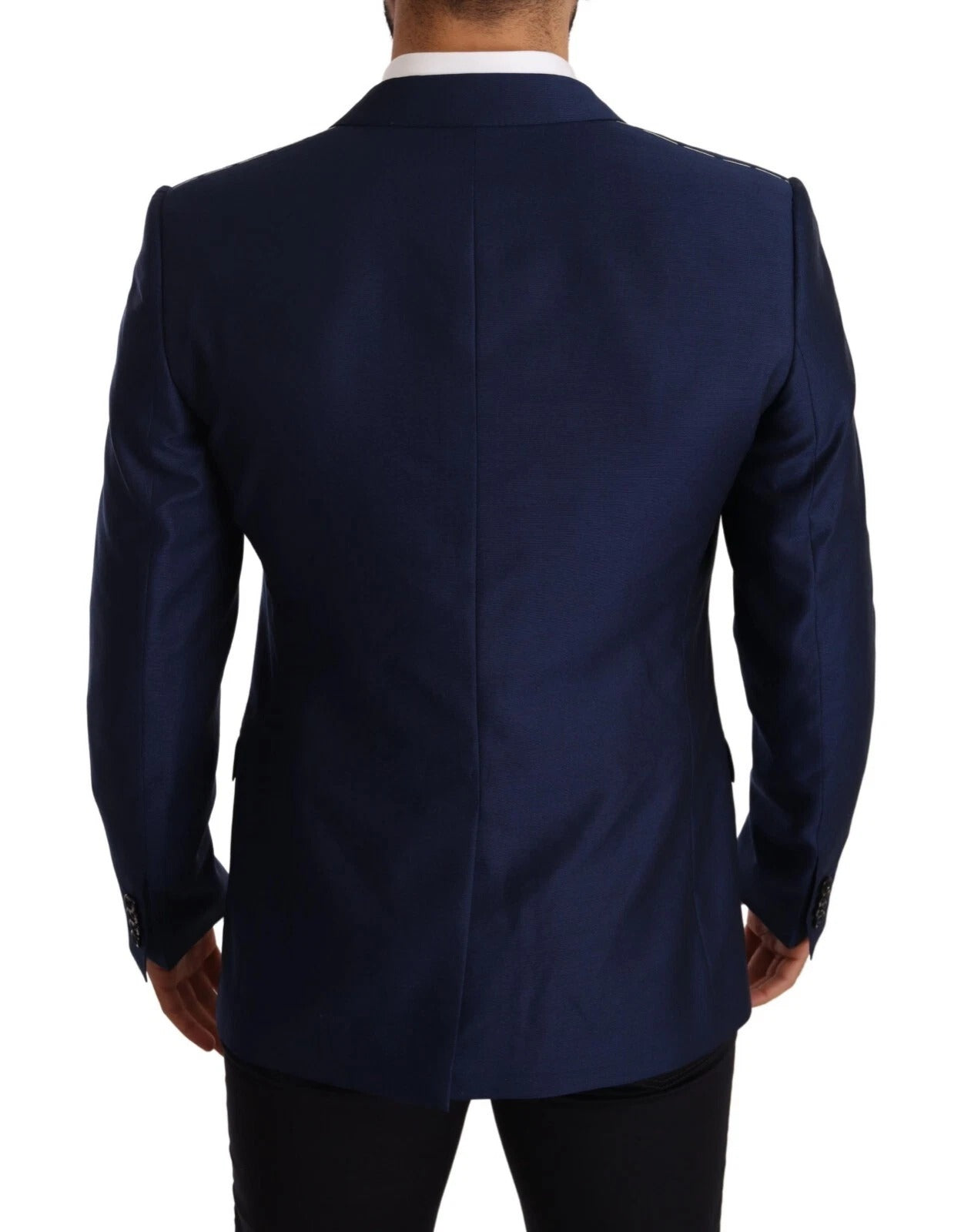 Dolce & Gabbana Blue MARTINI Wool Slim Fit Coat Blazer Dolce & Gabbana