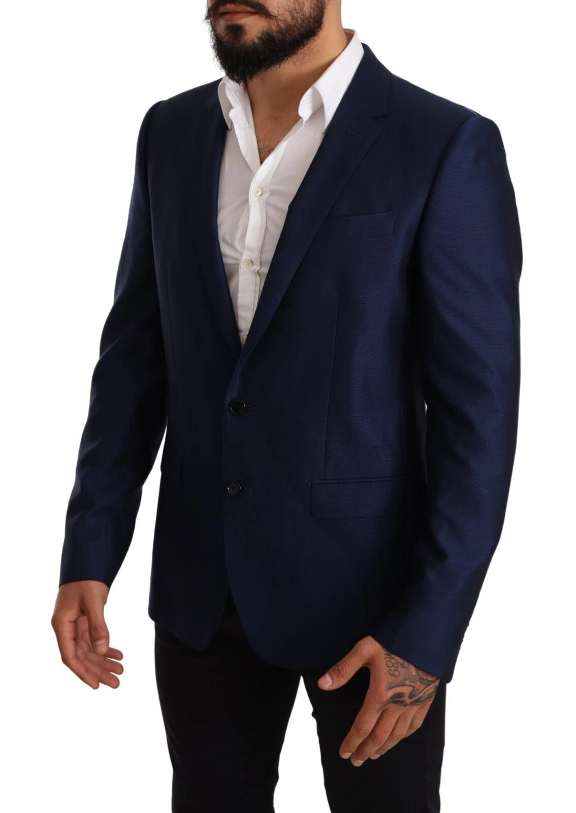 Dolce & Gabbana Blue MARTINI Wool Slim Fit Coat Blazer Dolce & Gabbana