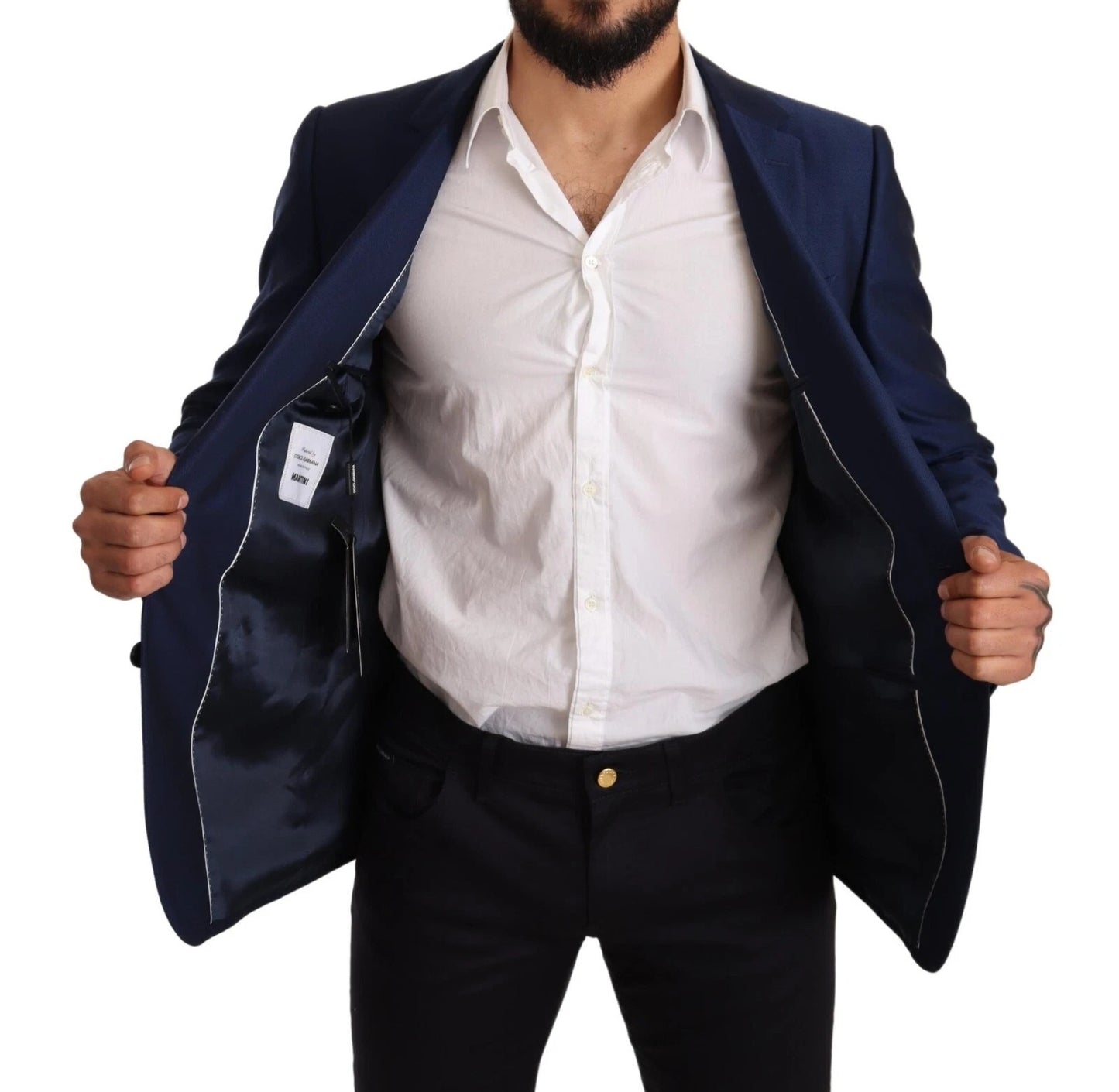 Dolce & Gabbana Blue MARTINI Wool Slim Fit Coat Blazer Dolce & Gabbana