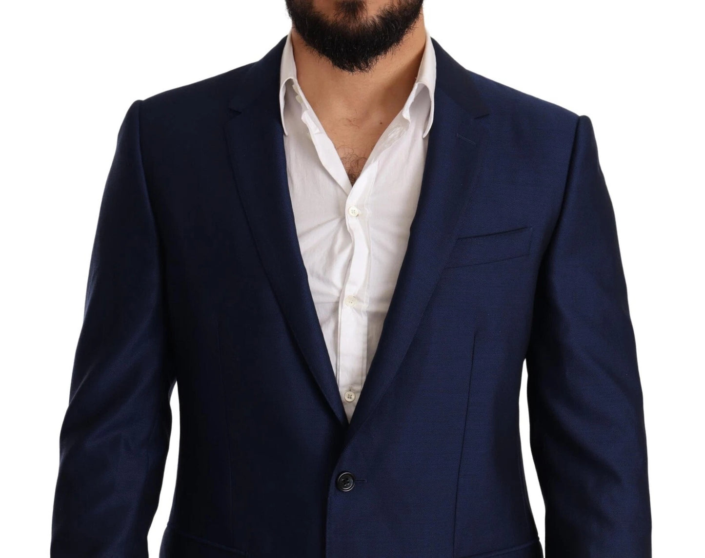 Dolce & Gabbana Blue MARTINI Wool Slim Fit Coat Blazer Dolce & Gabbana