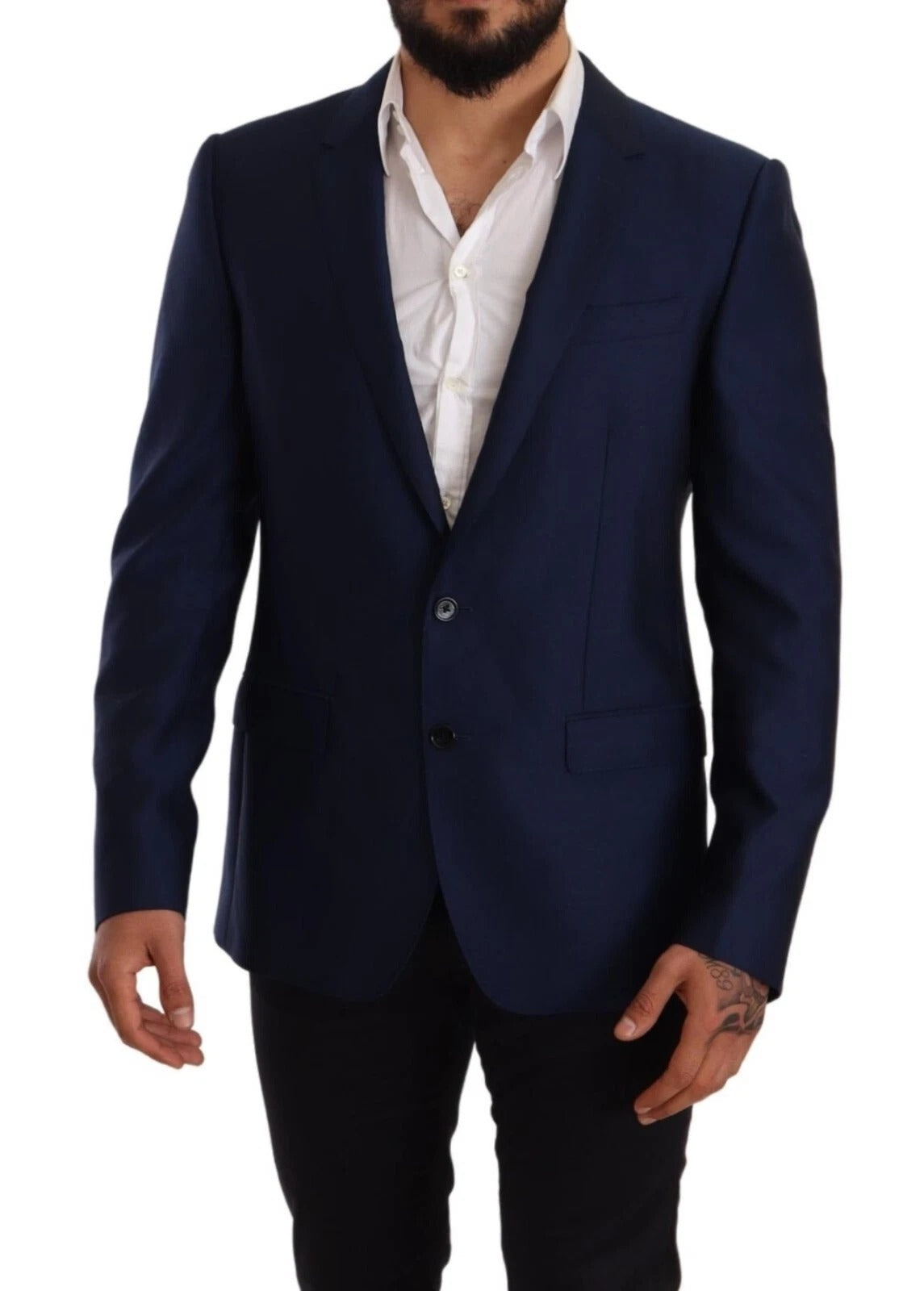 Dolce & Gabbana Blue MARTINI Wool Slim Fit Coat Blazer Dolce & Gabbana
