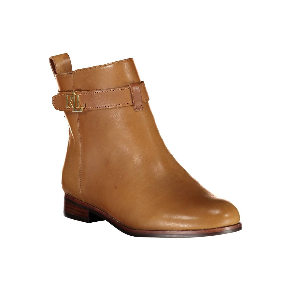 Ralph Lauren Brown Leather Women Boot Ralph Lauren