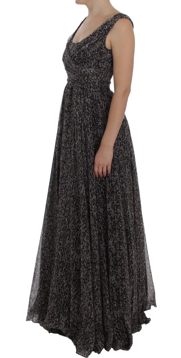 Dolce & Gabbana Dark Silk Shift Gown Full Length Dress Dolce & Gabbana
