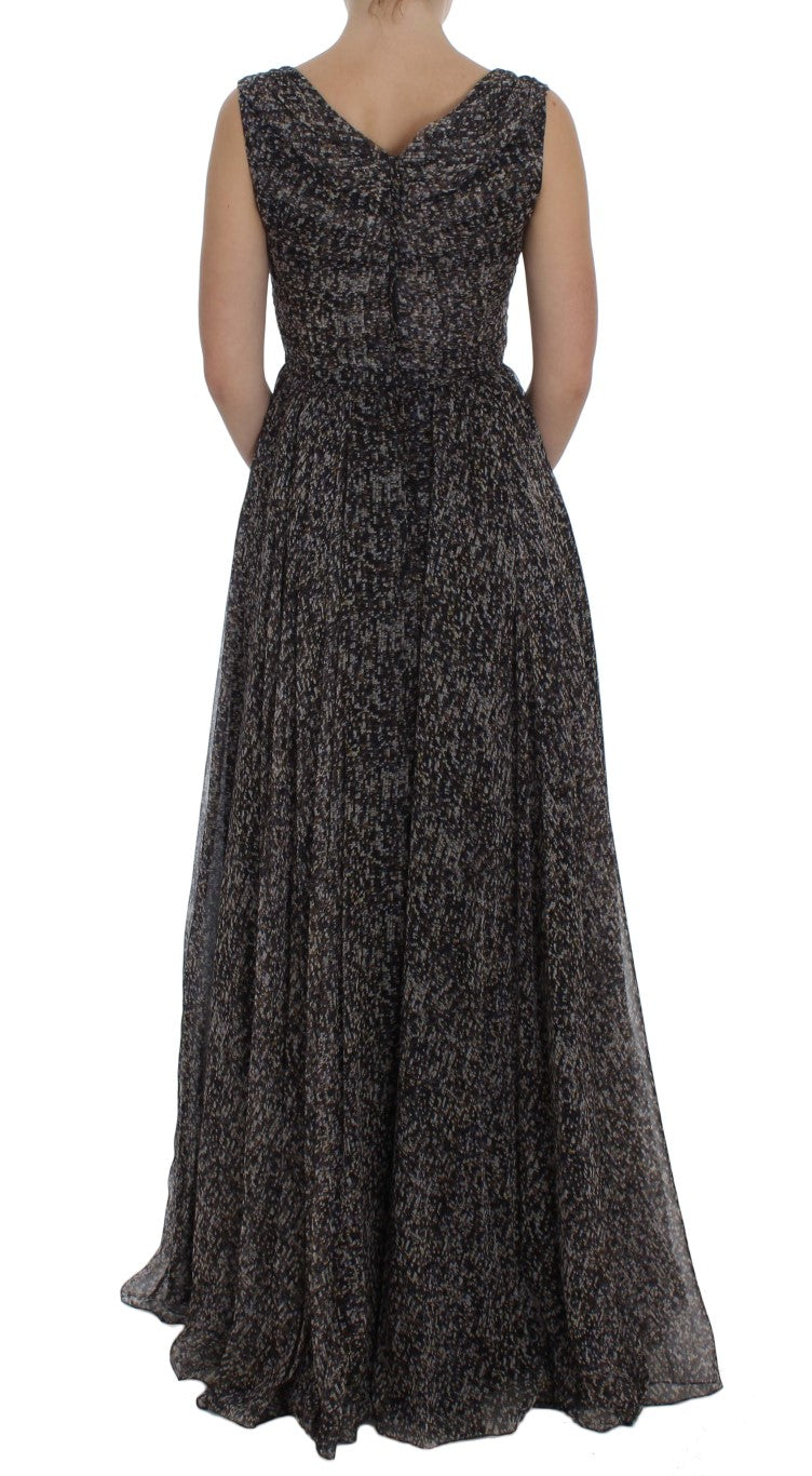 Dolce & Gabbana Dark Silk Shift Gown Full Length Dress Dolce & Gabbana