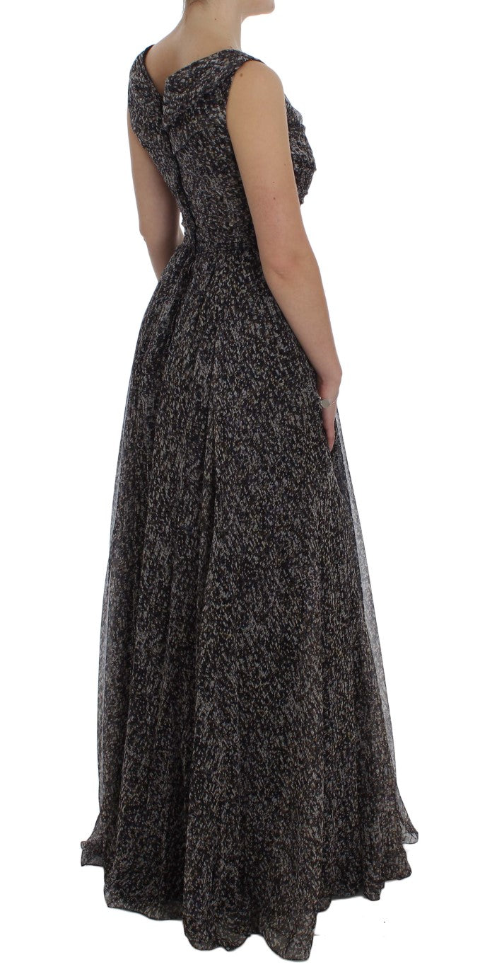Dolce & Gabbana Dark Silk Shift Gown Full Length Dress Dolce & Gabbana