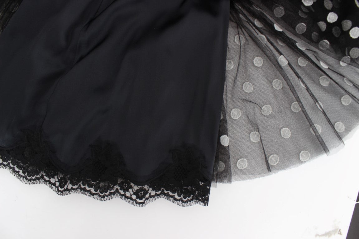 Dolce & Gabbana Black White Polka Dotted Ruffled Dress Dolce & Gabbana