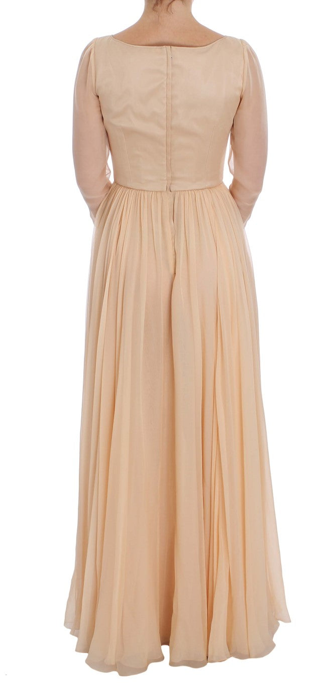 Dolce & Gabbana Beige Silk Ball Gown Full Length Dress Dolce & Gabbana
