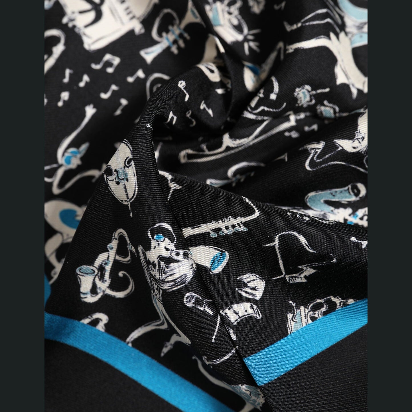 Dolce & Gabbana Black Jazz Club Silk Square Men Foulard Scarf Dolce & Gabbana