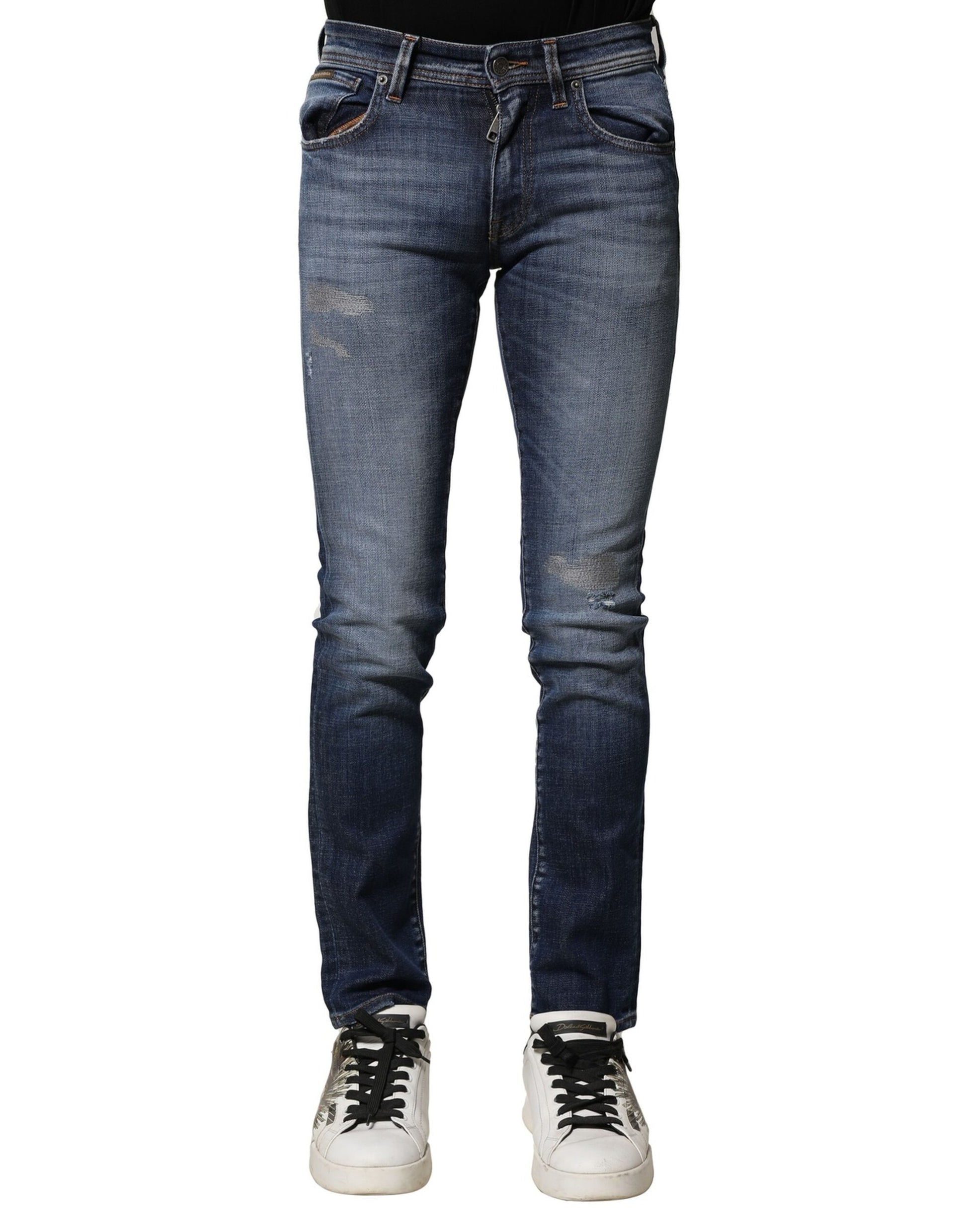 Dolce & Gabbana Blue Washed Cotton Slim Fit Men Denim Jeans Dolce & Gabbana