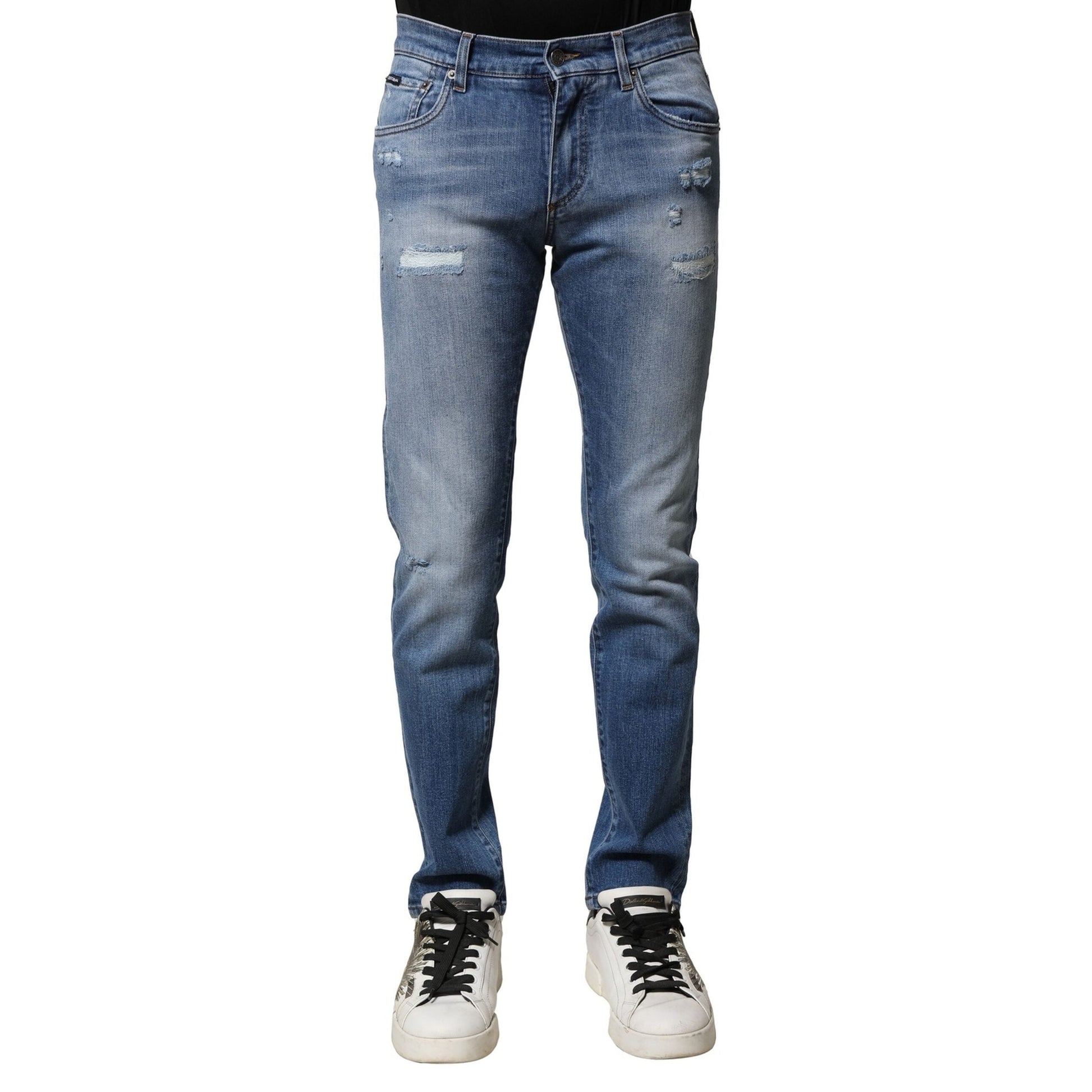 Dolce & Gabbana Blue Washed Cotton Skinny Men Denim Jeans Dolce & Gabbana