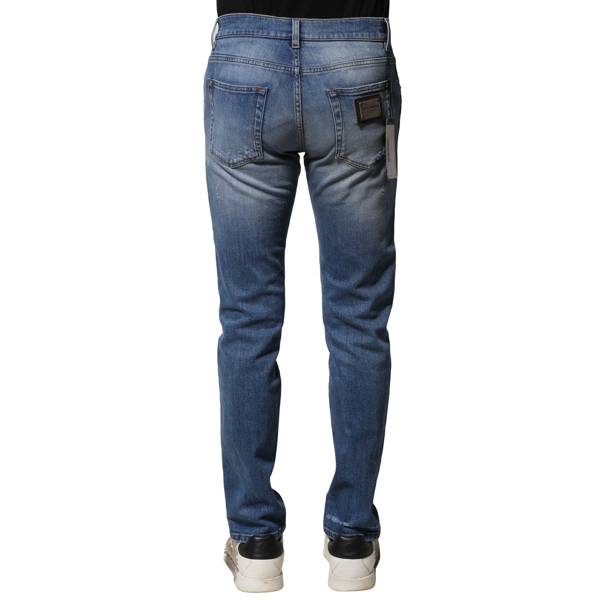Dolce & Gabbana Blue Washed Cotton Skinny Men Denim Jeans Dolce & Gabbana