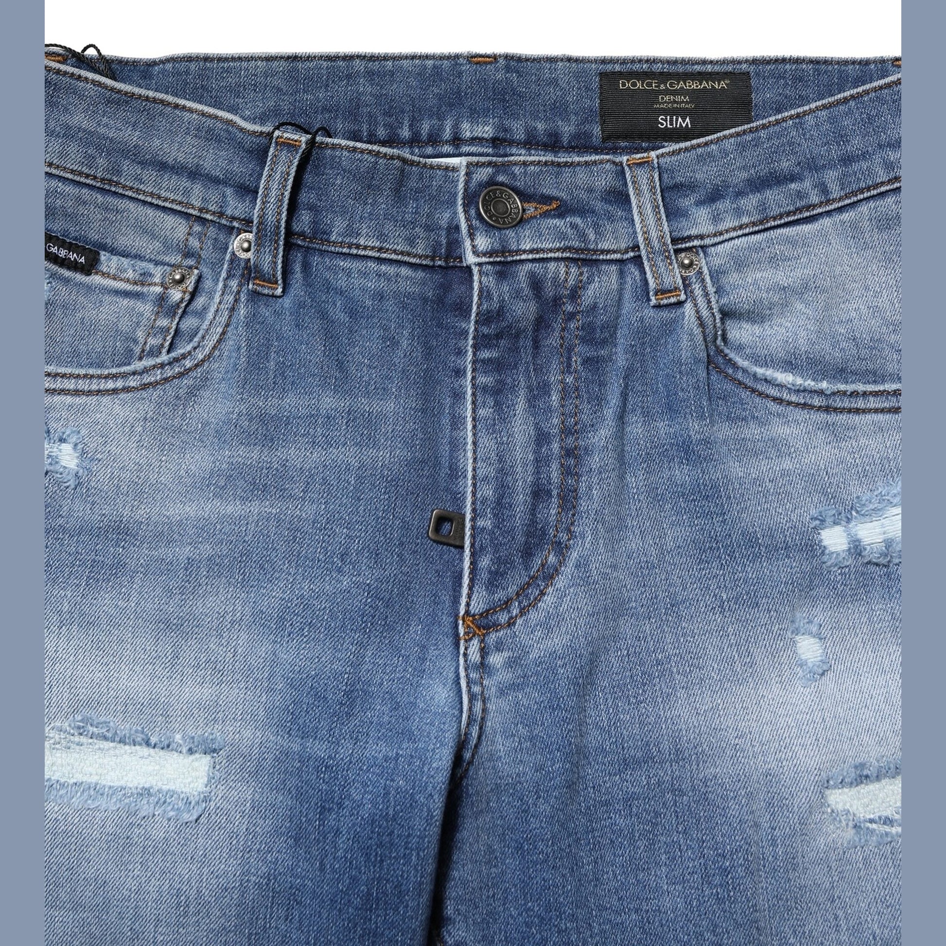 Dolce & Gabbana Blue Washed Cotton Skinny Men Denim Jeans Dolce & Gabbana