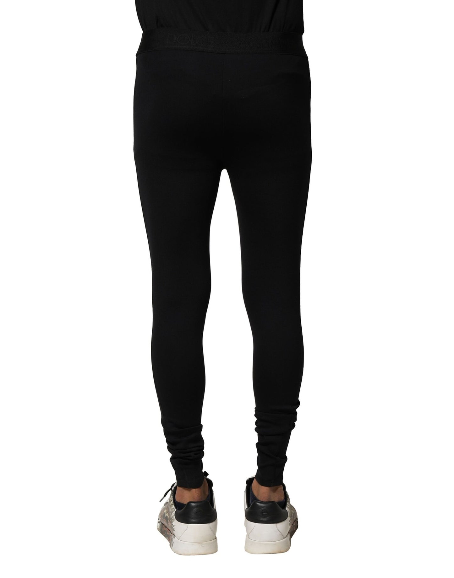 Dolce & Gabbana Black Nylon Elastic Logo Men Leggings Pants Dolce & Gabbana