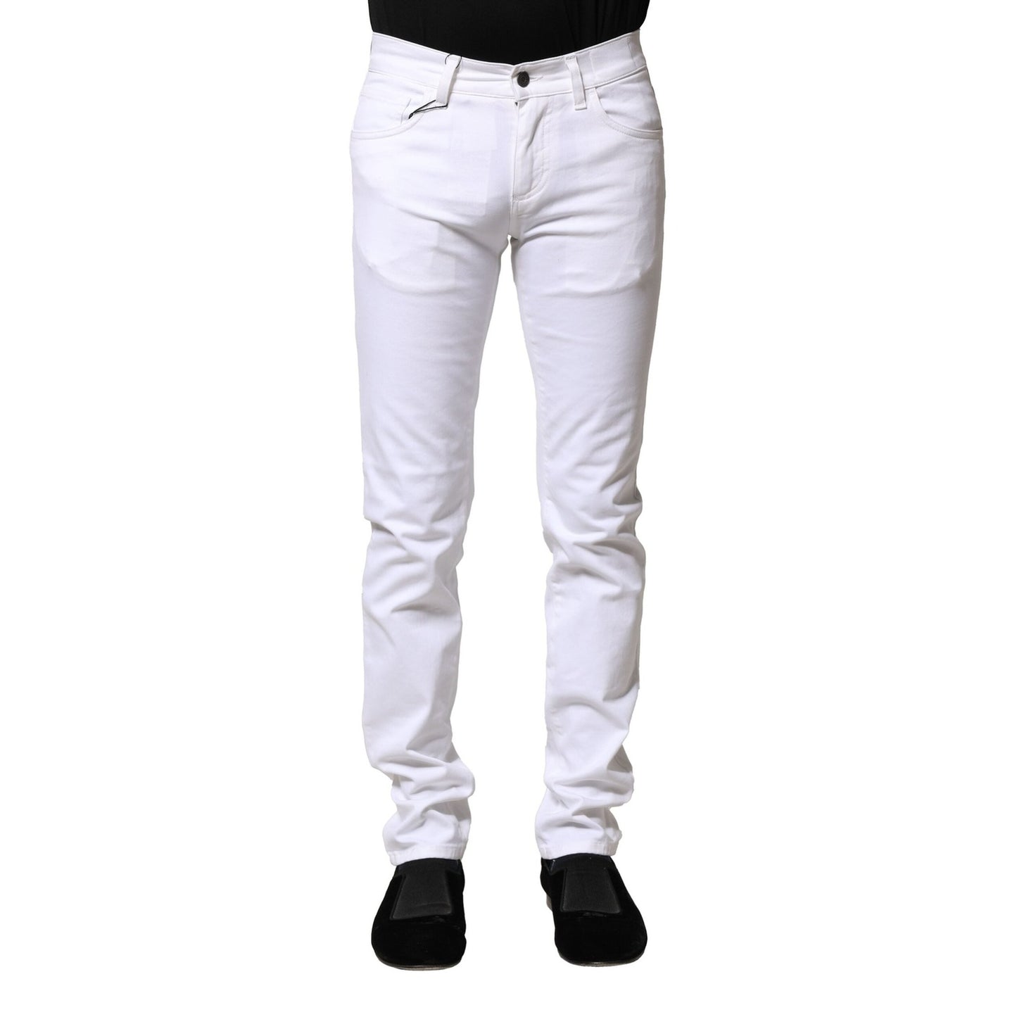Dolce & Gabbana White Cotton Skinny Men Denim Jeans