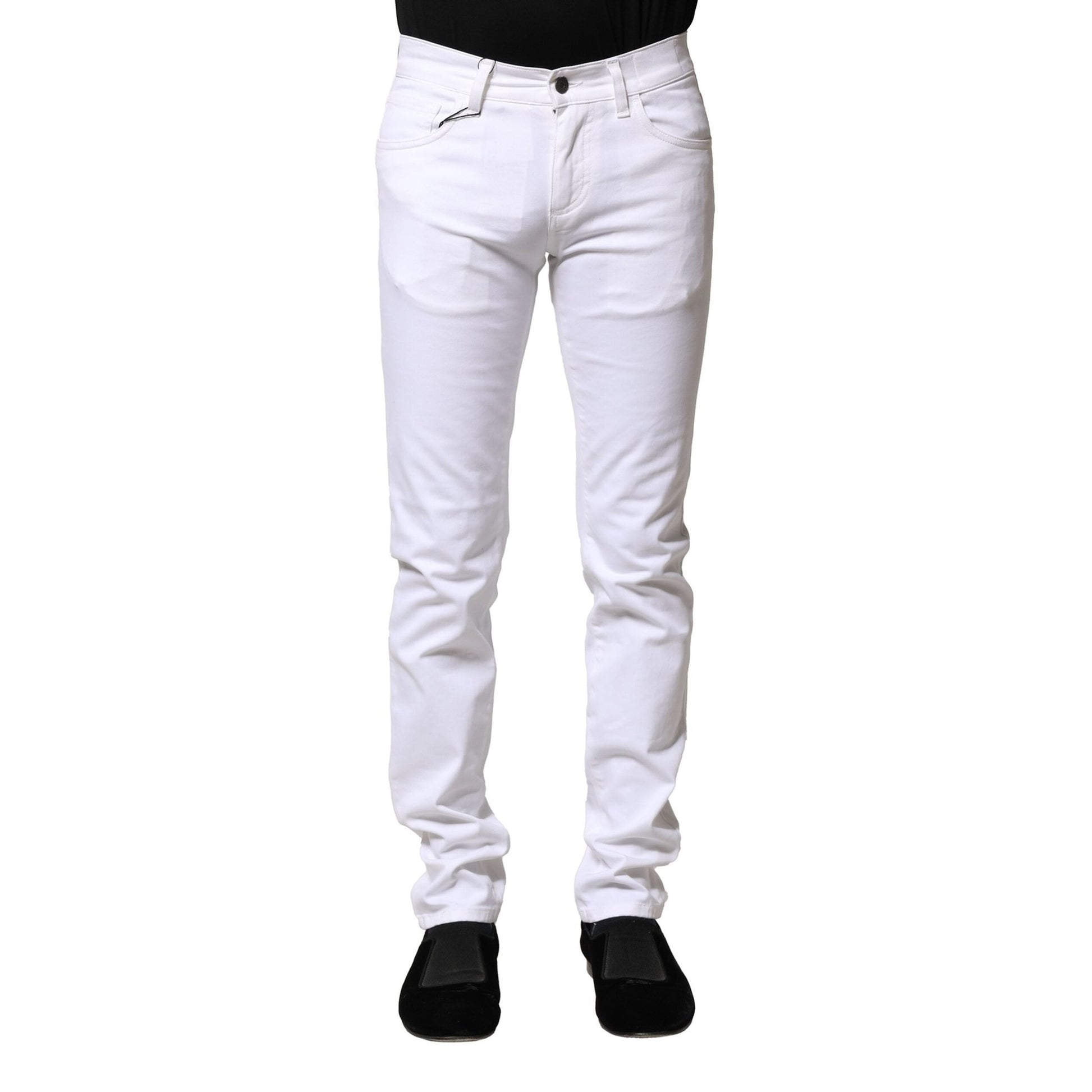 Dolce & Gabbana White Cotton Skinny Men Denim Jeans