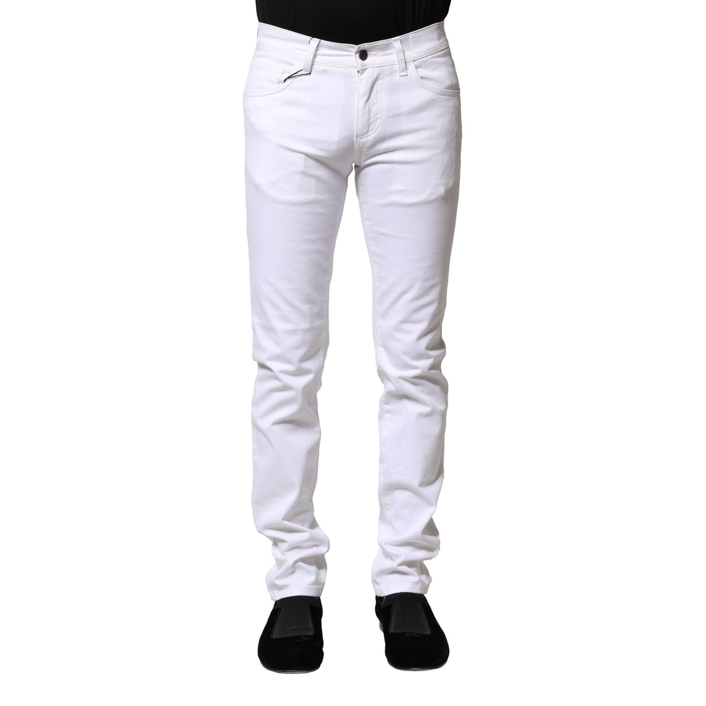 Dolce & Gabbana White Cotton Skinny Men Denim Jeans