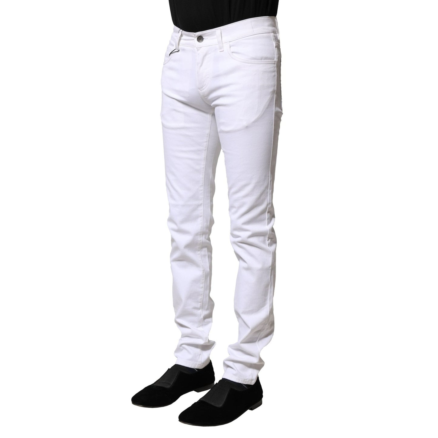 Dolce & Gabbana White Cotton Skinny Men Denim Jeans