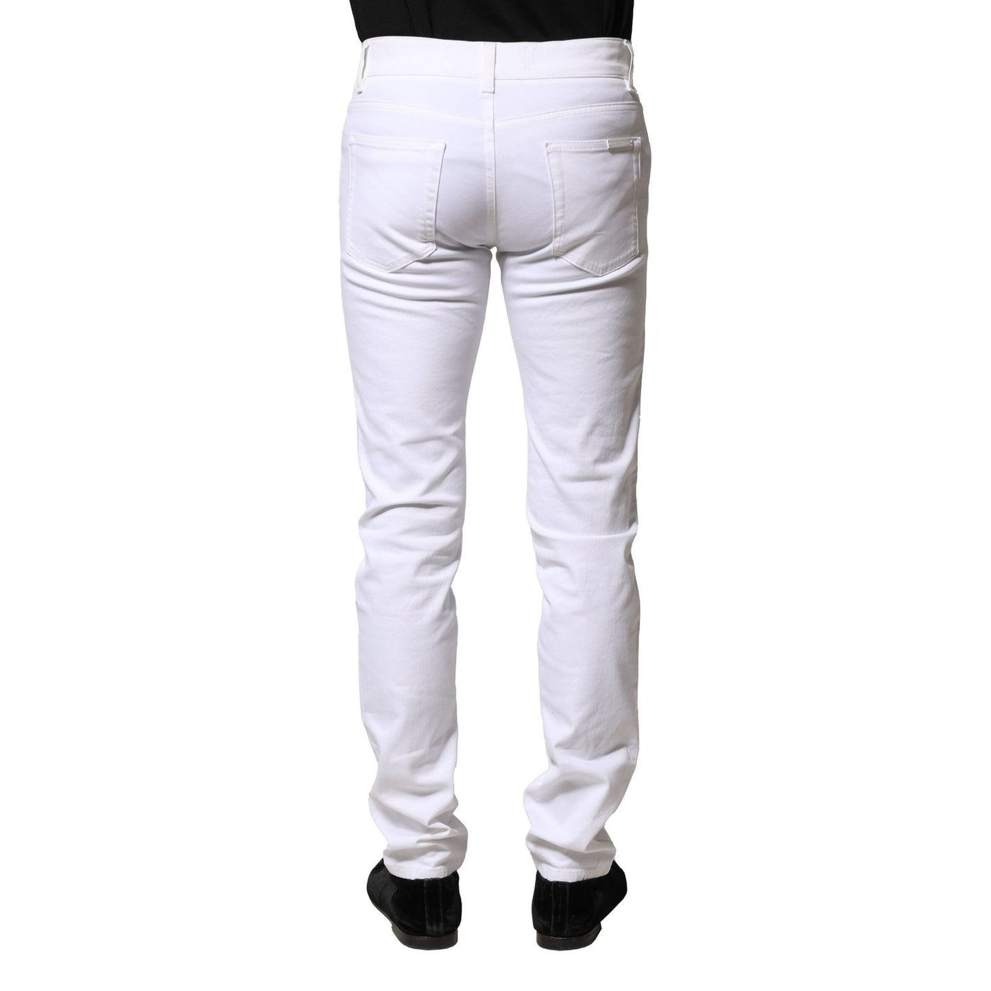 Dolce & Gabbana White Cotton Skinny Men Denim Jeans