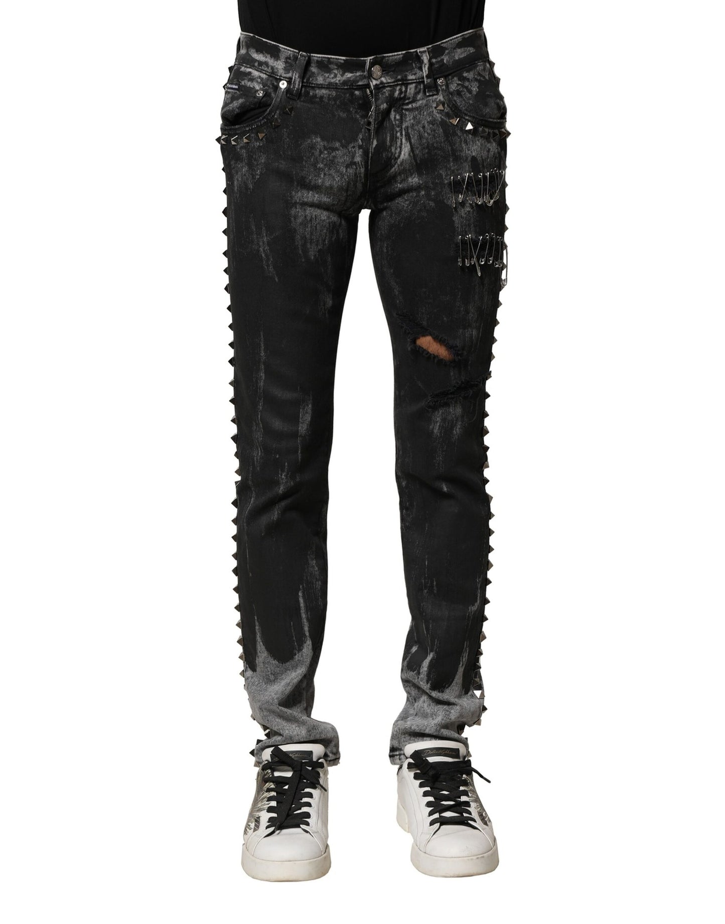 Dolce & Gabbana Black Washed Embellished Skinny Denim Jeans Dolce & Gabbana