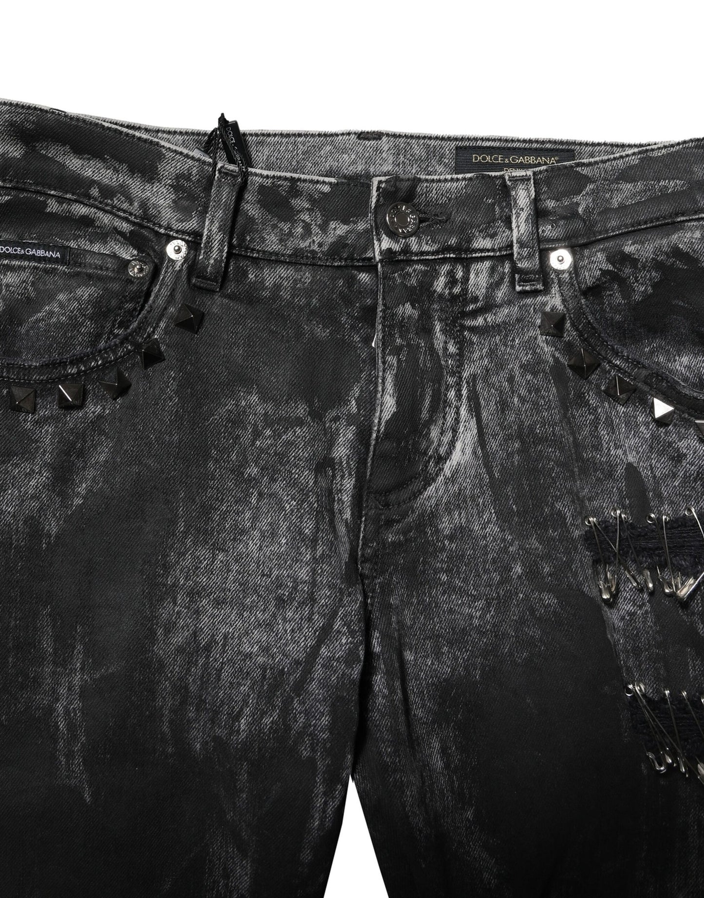 Dolce & Gabbana Black Washed Embellished Skinny Denim Jeans Dolce & Gabbana