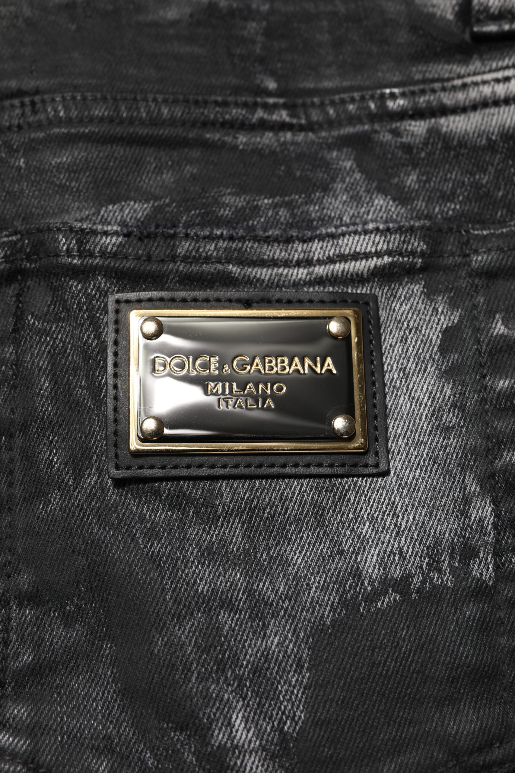 Dolce & Gabbana Black Washed Embellished Skinny Denim Jeans Dolce & Gabbana