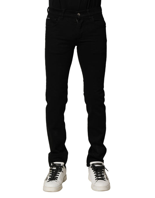 Dolce & Gabbana Black Cotton Stretch Skinny Men Denim Jeans Dolce & Gabbana