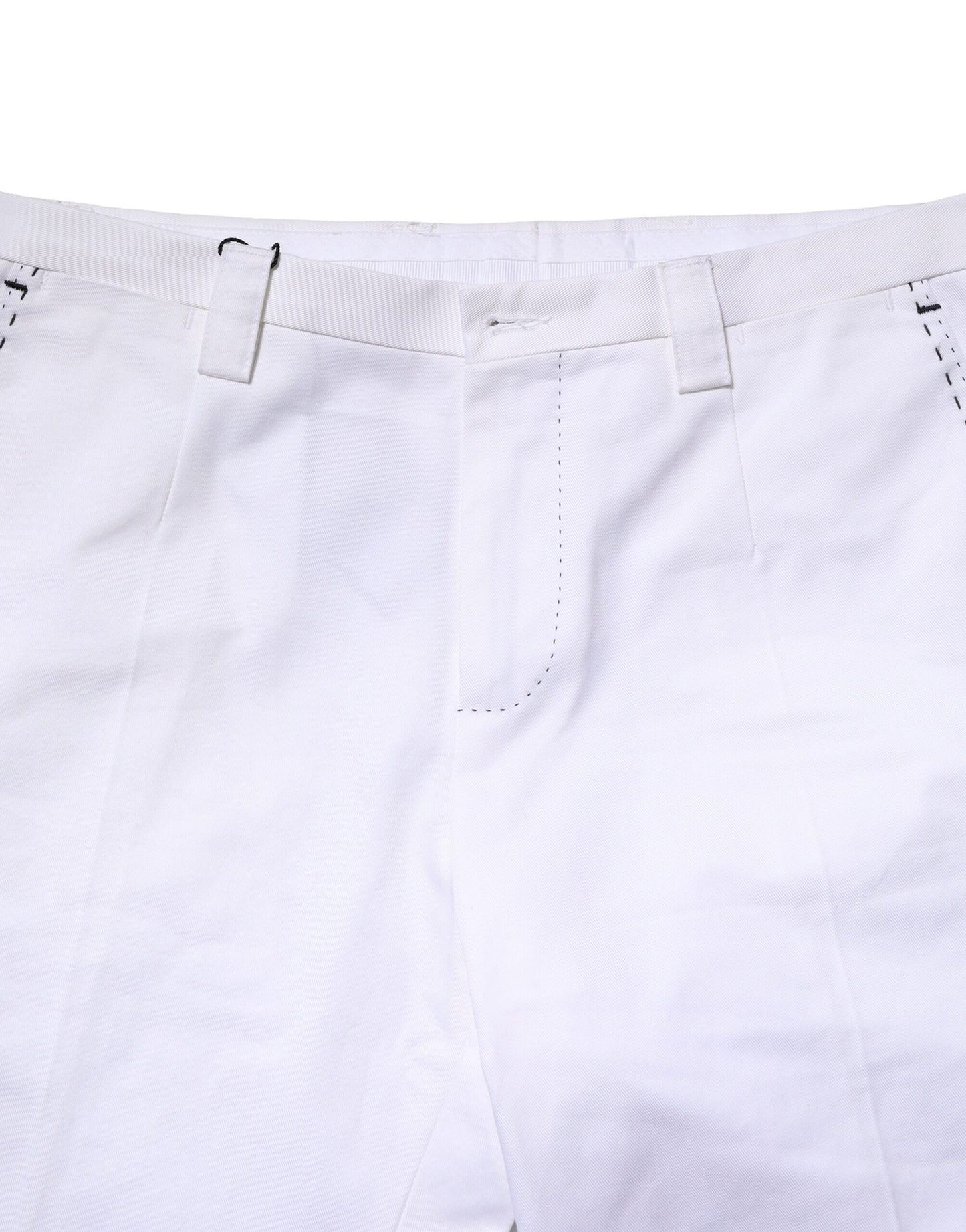 Dolce & Gabbana White Cotton Straight Logo Men Pants Dolce & Gabbana