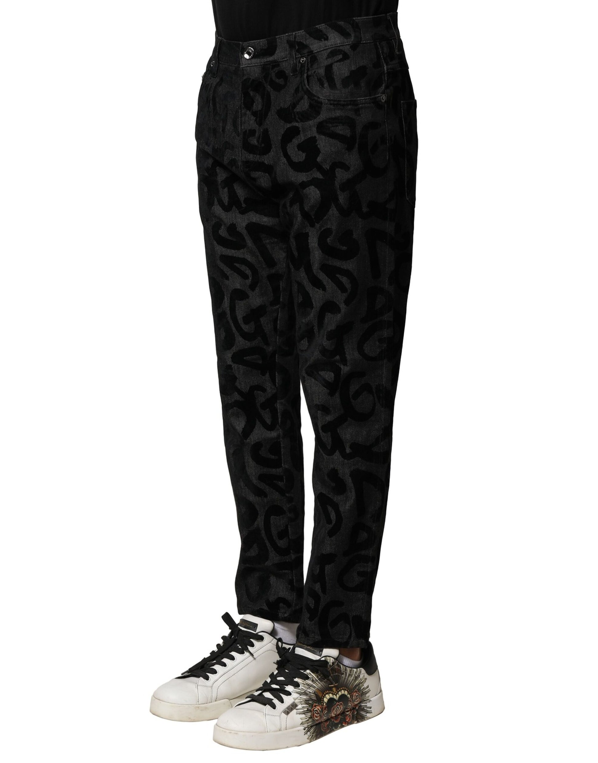 Dolce & Gabbana Gray Cotton DG Logo Straight Men Denim Jeans Dolce & Gabbana