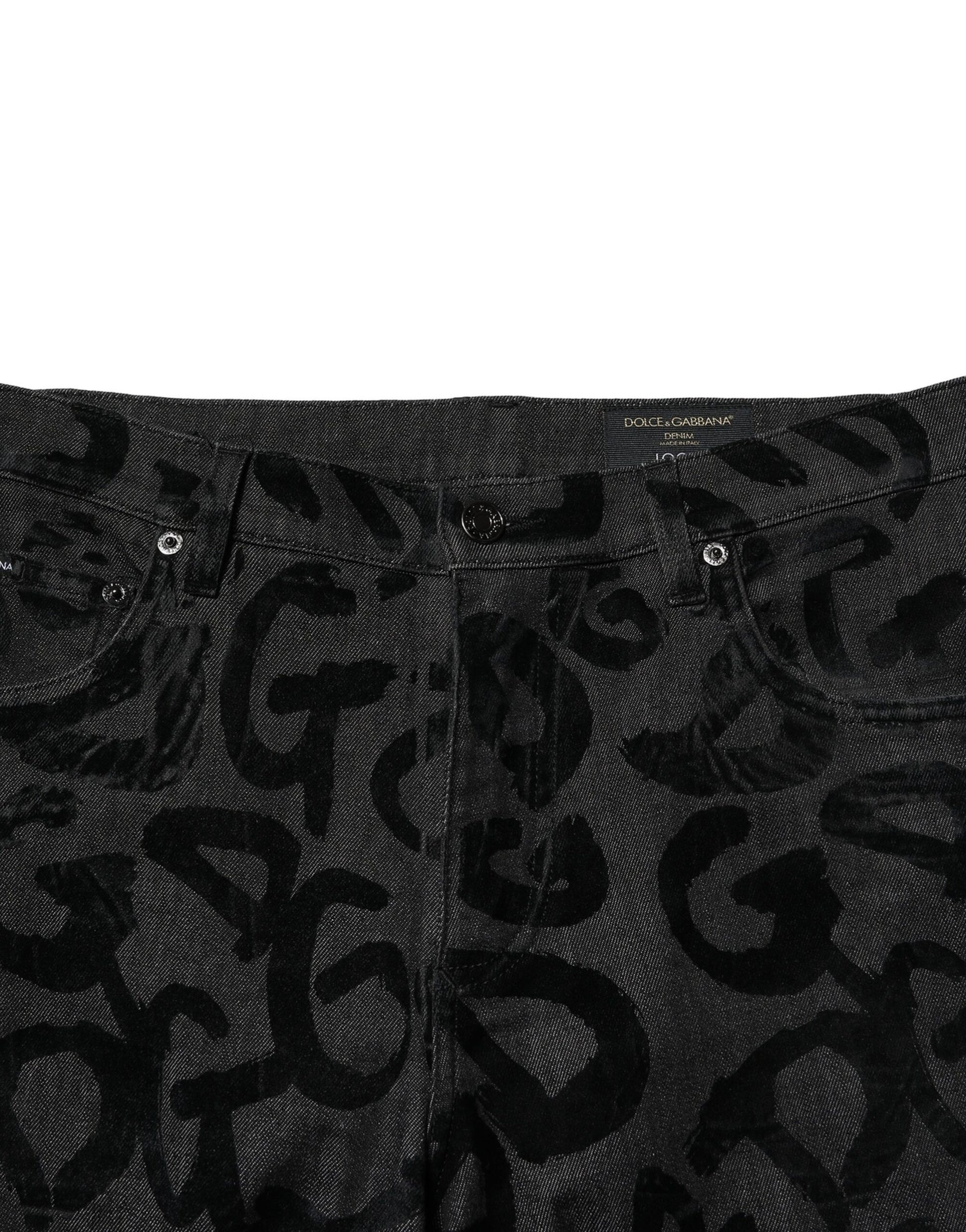 Dolce & Gabbana Gray Cotton DG Logo Straight Men Denim Jeans Dolce & Gabbana