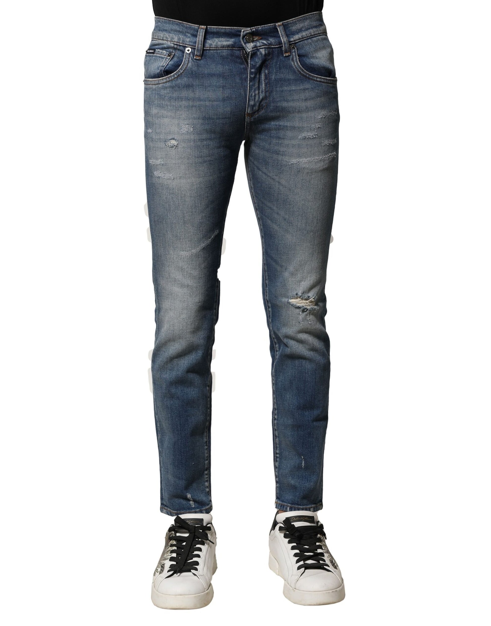 Dolce & Gabbana Blue Washed Cotton Slim Fit Men Denim Jeans Dolce & Gabbana