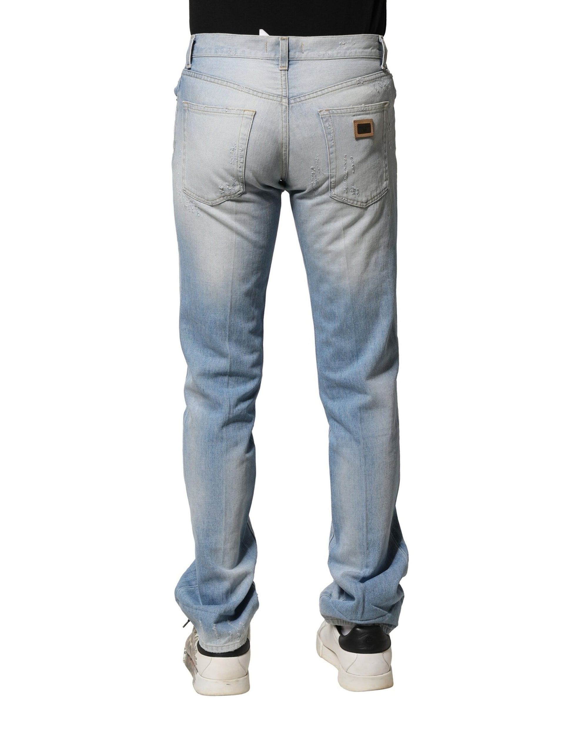 Dolce & Gabbana Light Blue Washed Straight Fit Denim Jeans Dolce & Gabbana