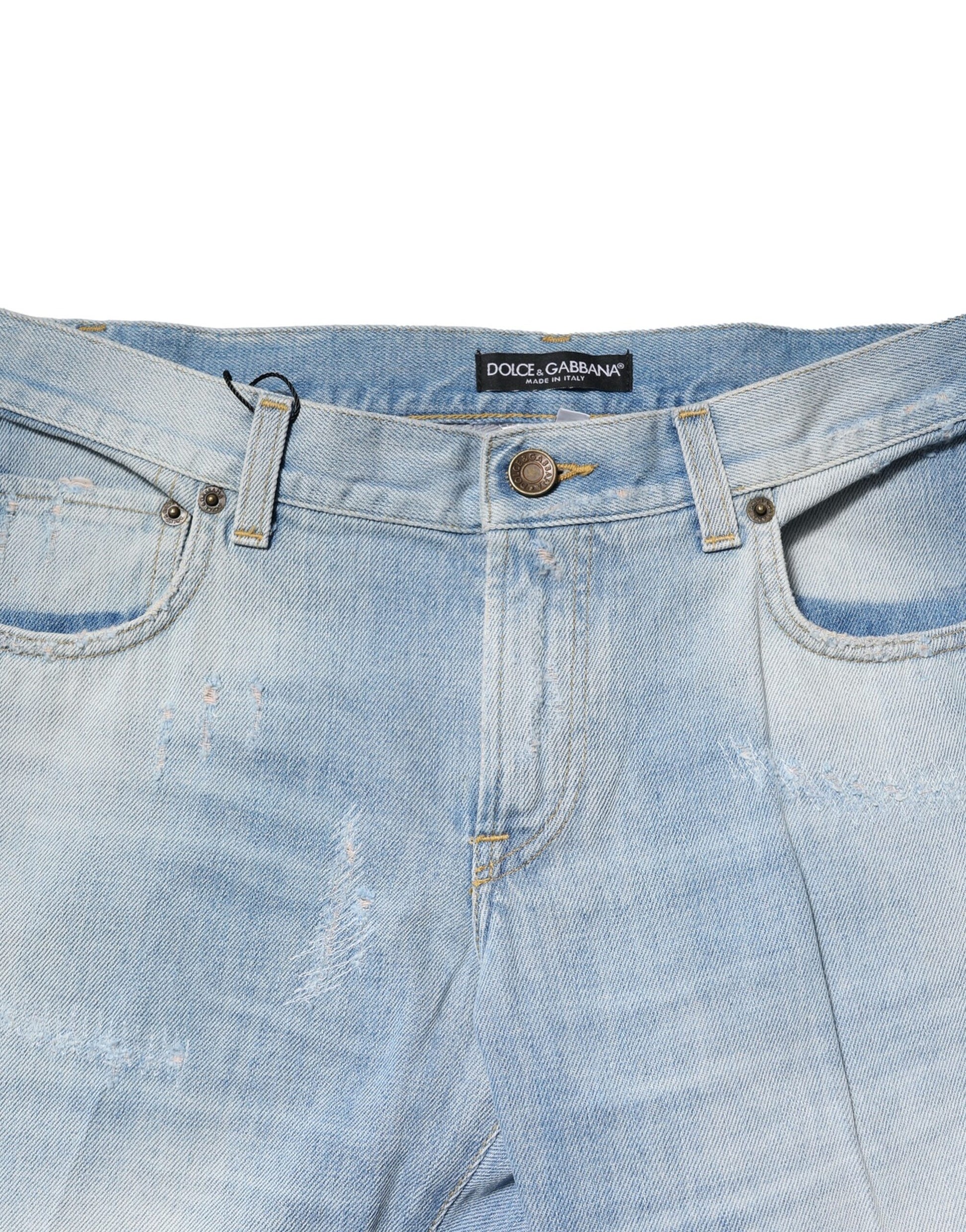 Dolce & Gabbana Light Blue Washed Straight Fit Denim Jeans Dolce & Gabbana