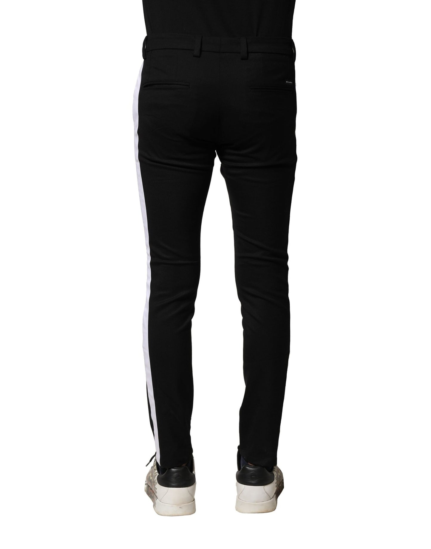 Dolce & Gabbana Black Wool Men Skinny Mid Waist Pants Dolce & Gabbana