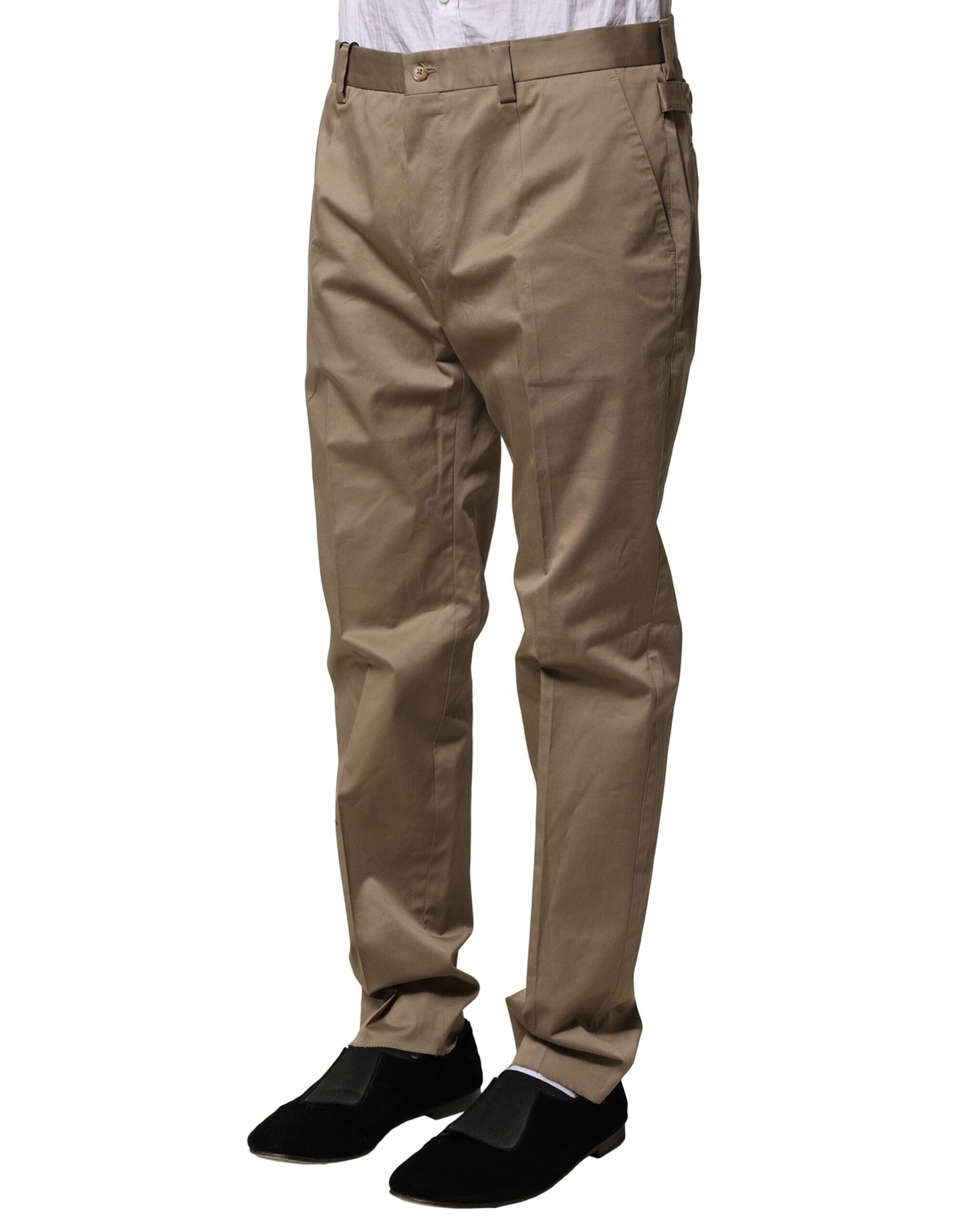 Dolce & Gabbana Brown Cotton Tapered Men Formal Pants Dolce & Gabbana