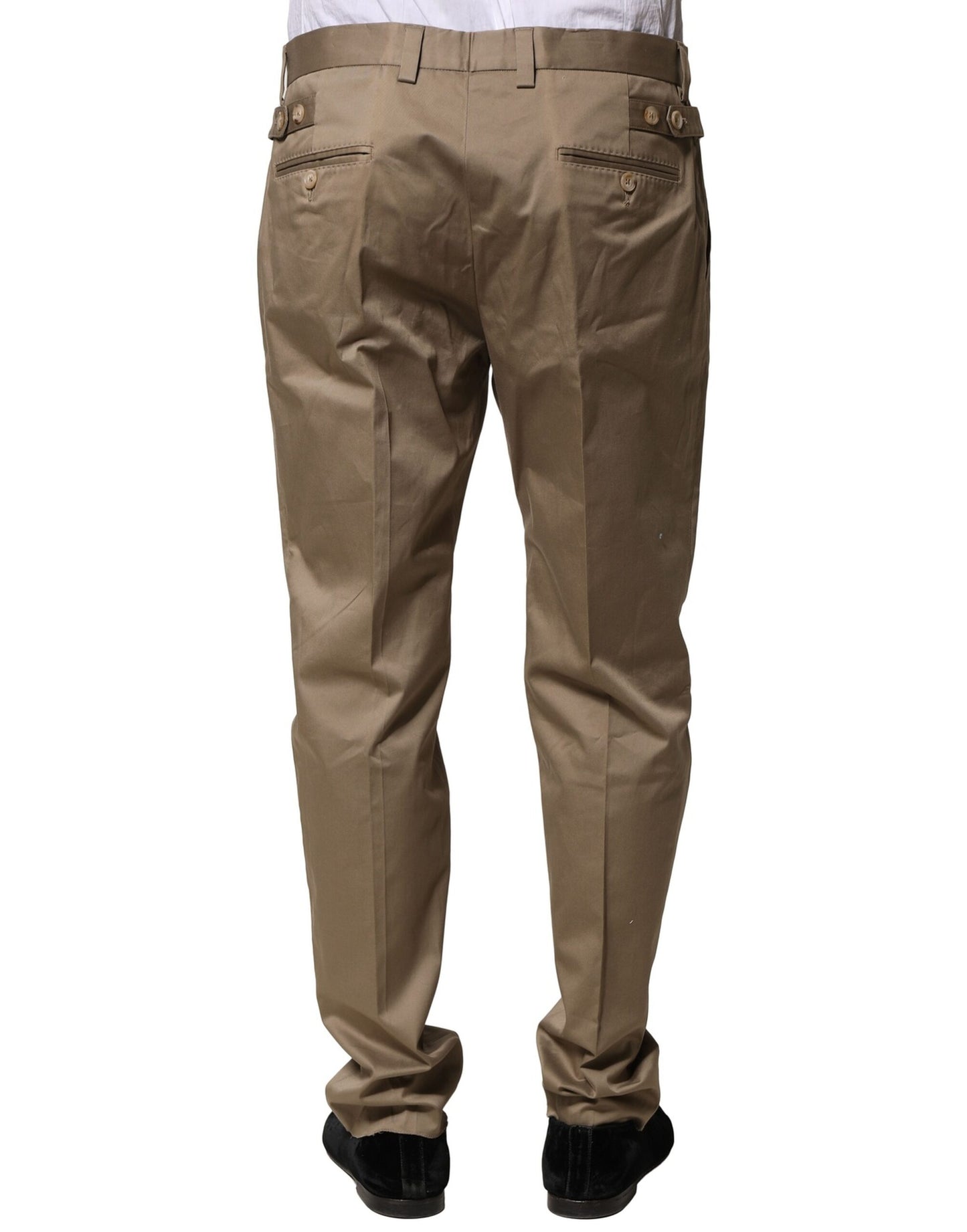 Dolce & Gabbana Brown Cotton Tapered Men Formal Pants Dolce & Gabbana
