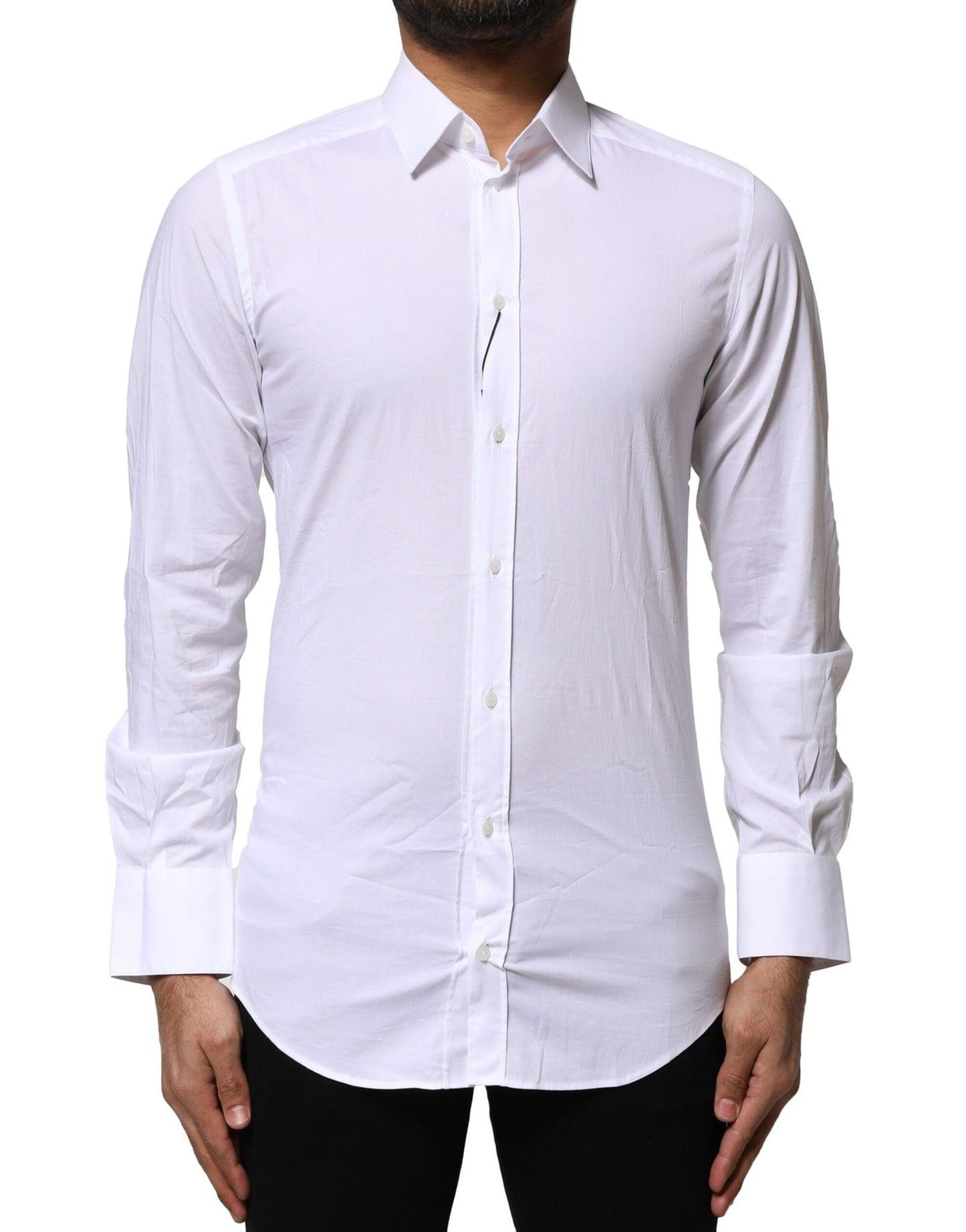 Dolce & Gabbana White Cotton GOLD Long Sleeves Dress Shirt Dolce & Gabbana