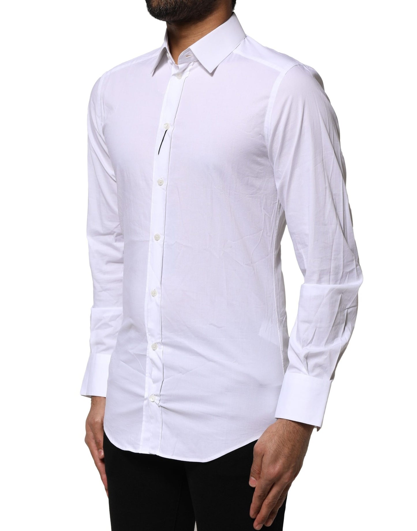 Dolce & Gabbana White Cotton GOLD Long Sleeves Dress Shirt Dolce & Gabbana