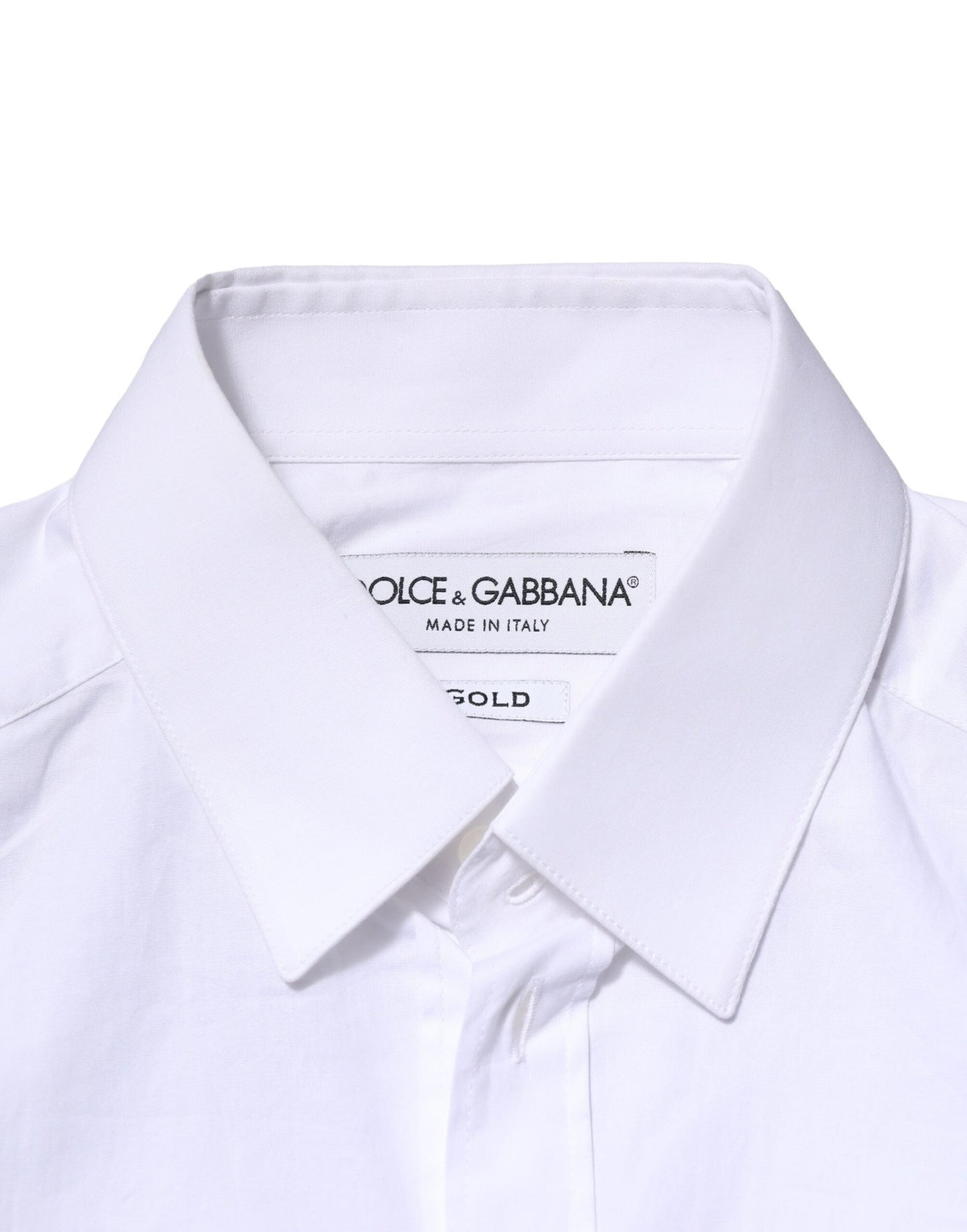 Dolce & Gabbana White Cotton GOLD Long Sleeves Dress Shirt Dolce & Gabbana