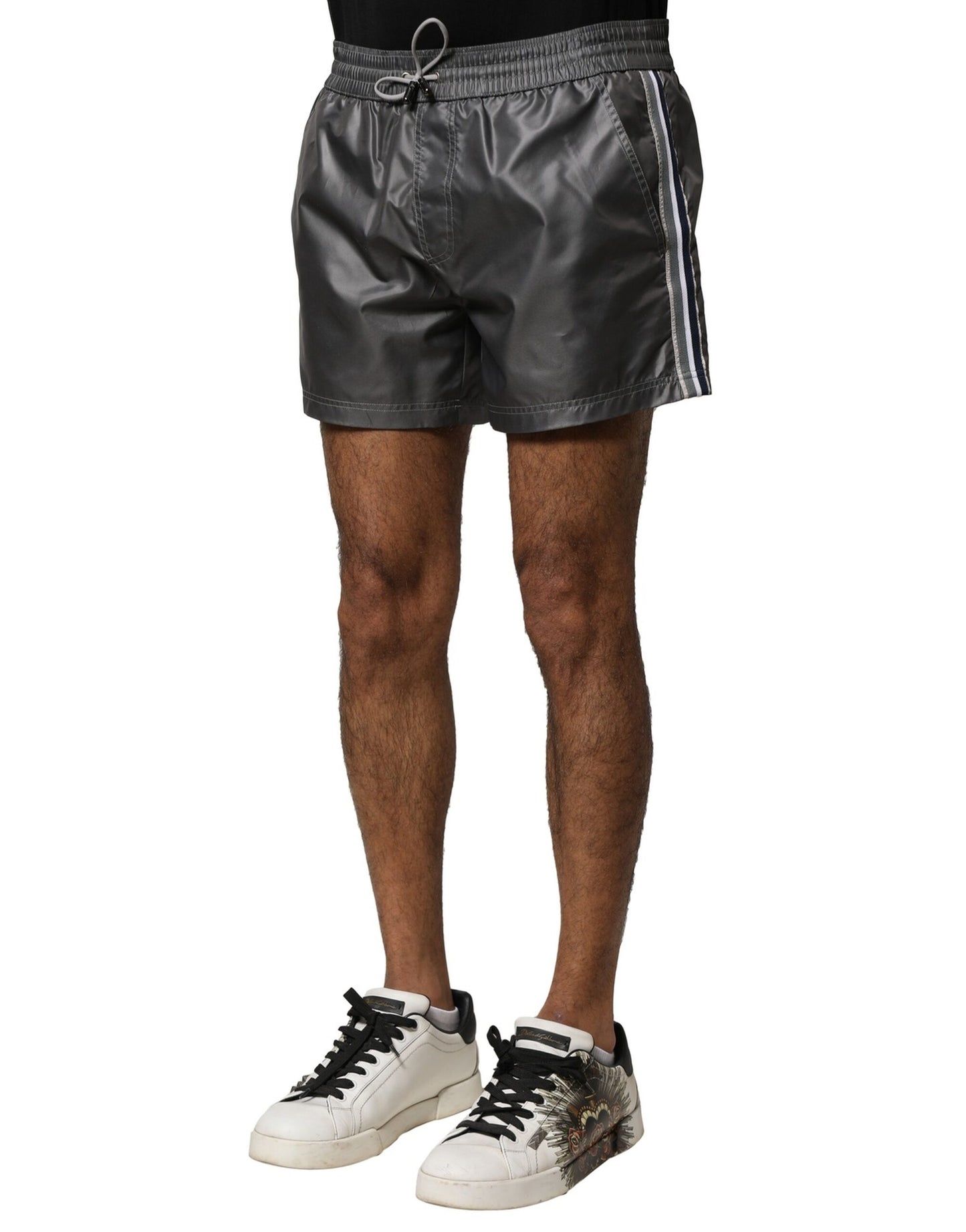 Dolce & Gabbana Gray Polyester Mid Waist Casual Bermuda Shorts Dolce & Gabbana