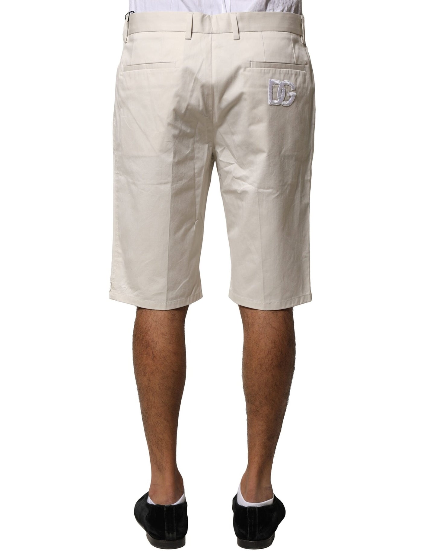Dolce & Gabbana Beige Cotton Stretch Mid Waist Bermuda Shorts Dolce & Gabbana