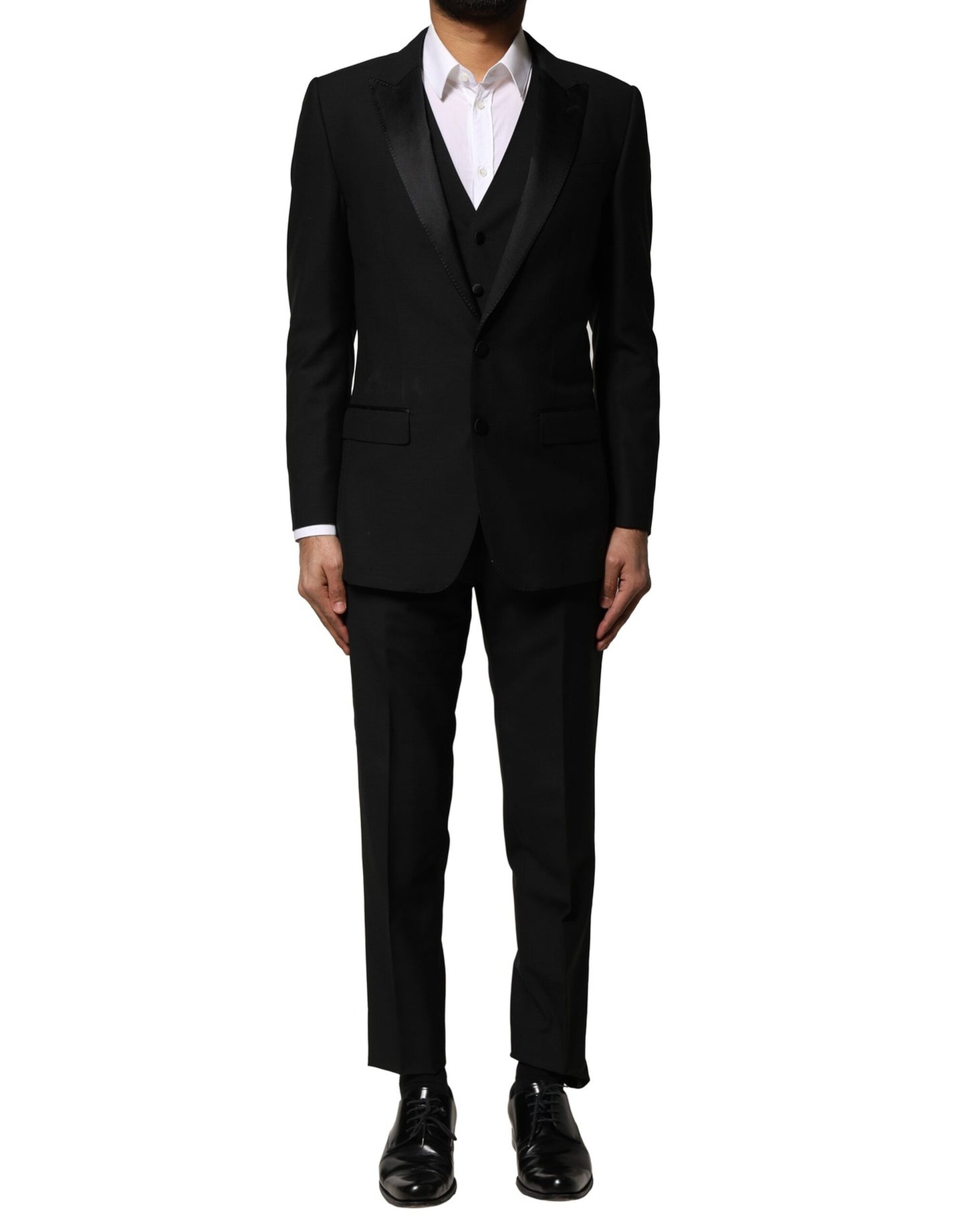 Dolce & Gabbana Black Wool 3 Piece Single Breasted Suit Dolce & Gabbana