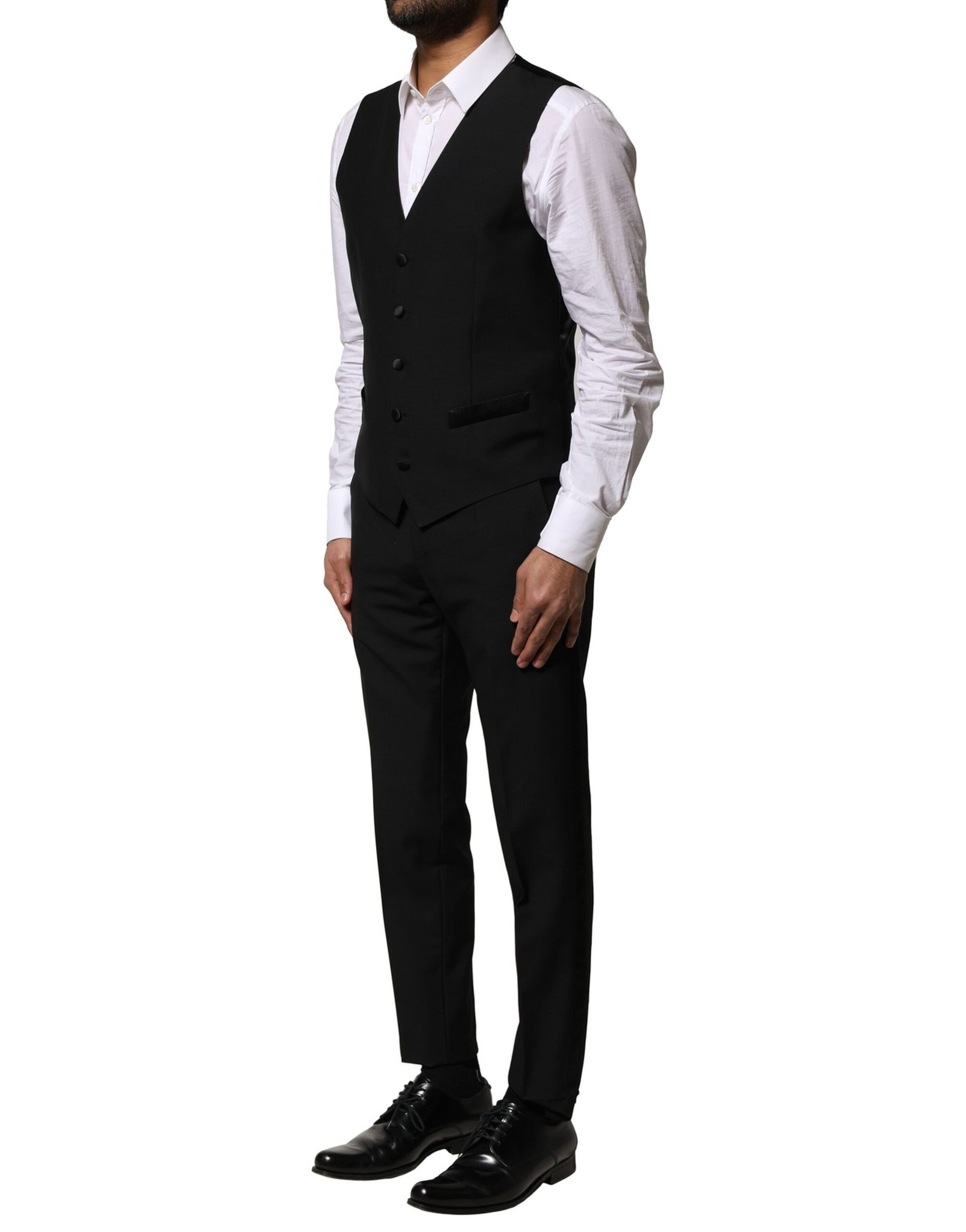 Dolce & Gabbana Black Wool 3 Piece Single Breasted Suit Dolce & Gabbana