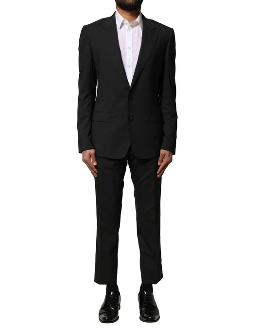 Dolce & Gabbana Black Wool 2 Piece Single Breasted Suit Dolce & Gabbana
