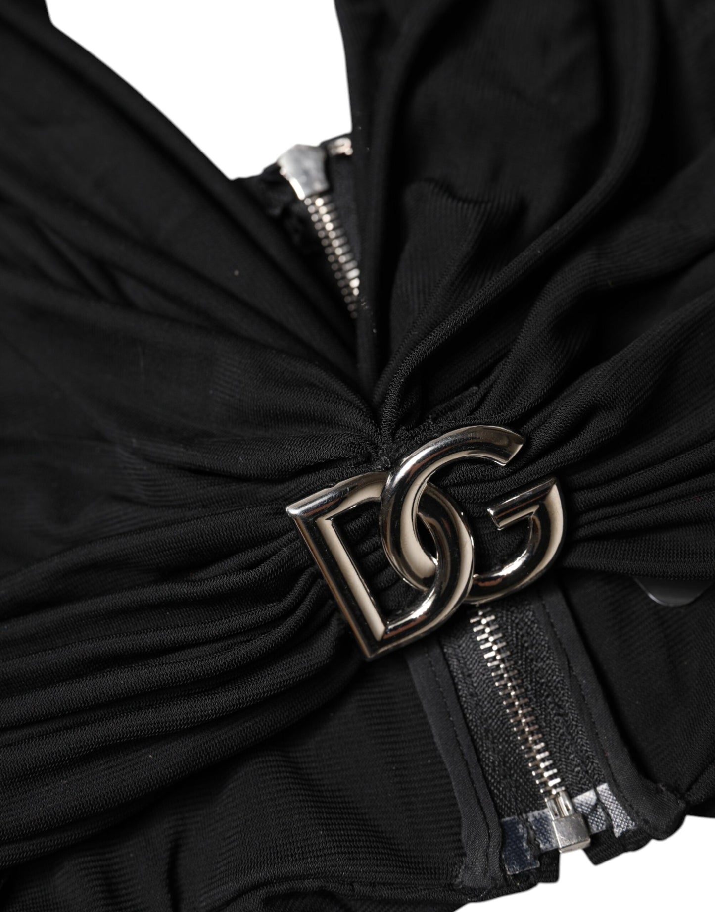 Dolce & Gabbana Black Cropped Viscose Halter Bustier Top Dolce & Gabbana