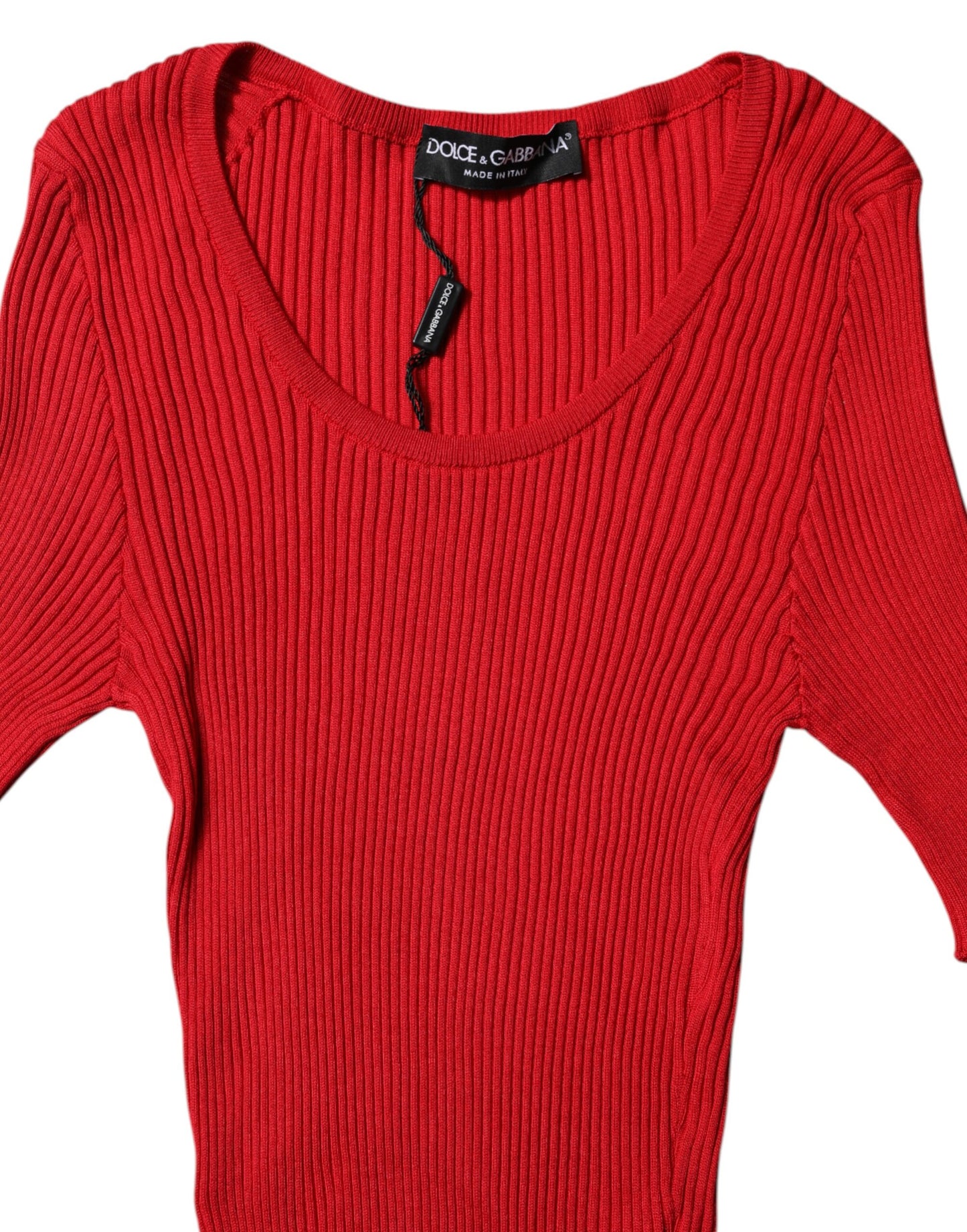 Dolce & Gabbana Red Round Neck Short Sleeves Pullover Top Dolce & Gabbana