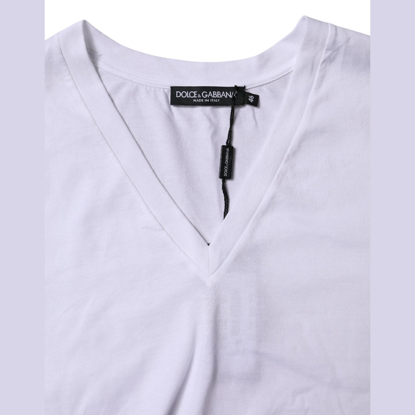 Dolce & Gabbana White Cotton Short Sleeves V-neck T-shirt