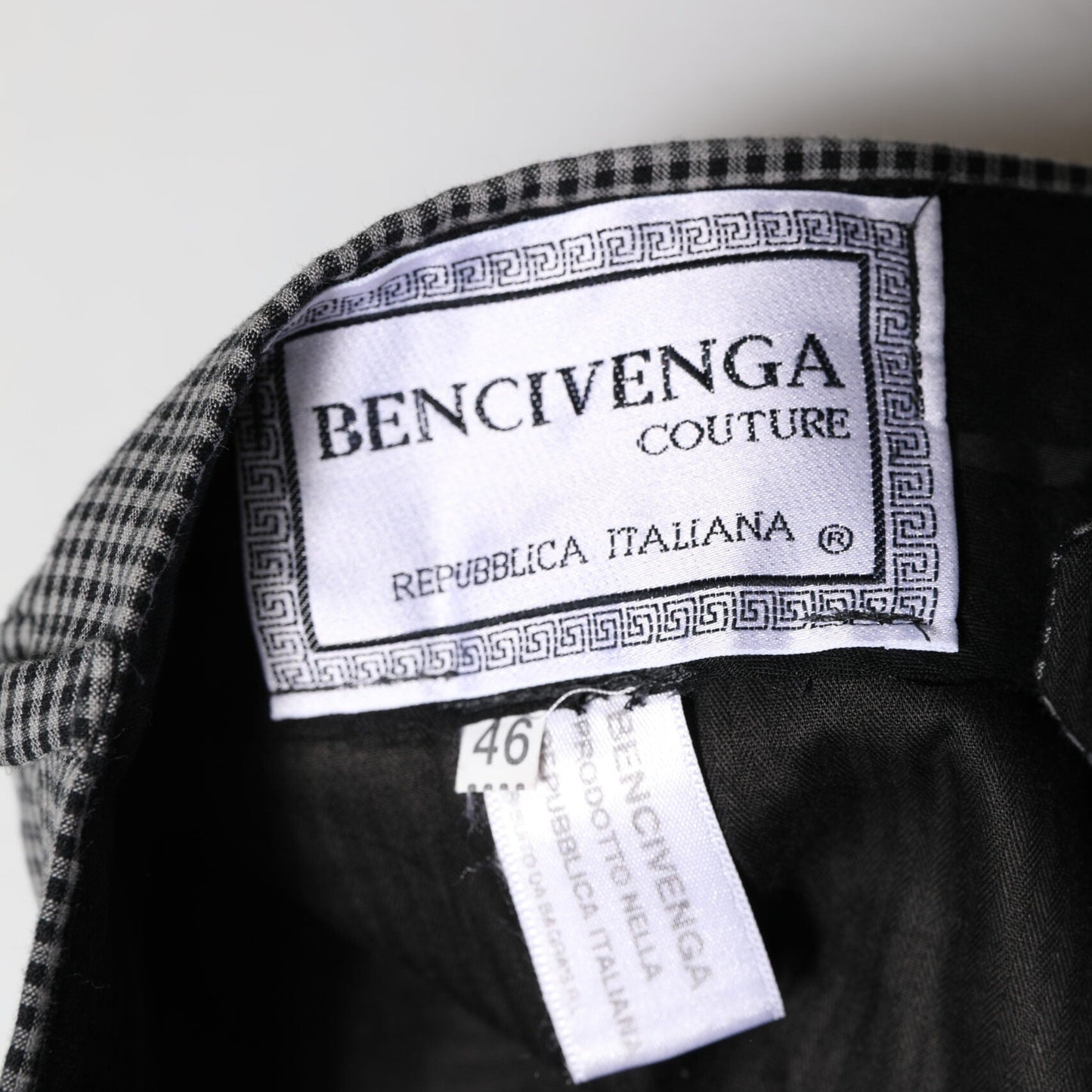 BENCIVENGA Black White Checkered Tapered Dress Pants